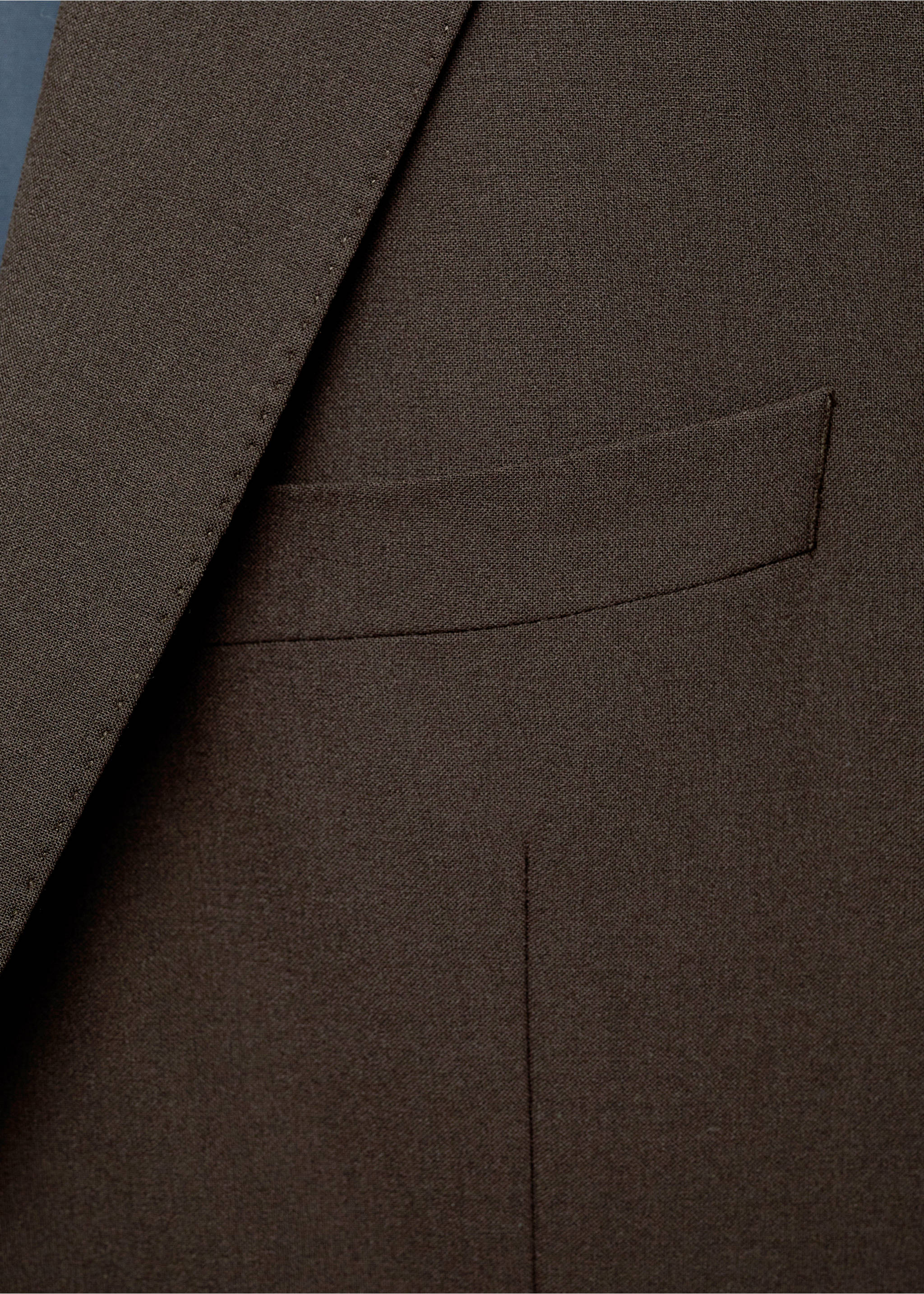 Crease-resistant wool suit jacket - Details of the article 8, Brown. Ref: 77025972-00.