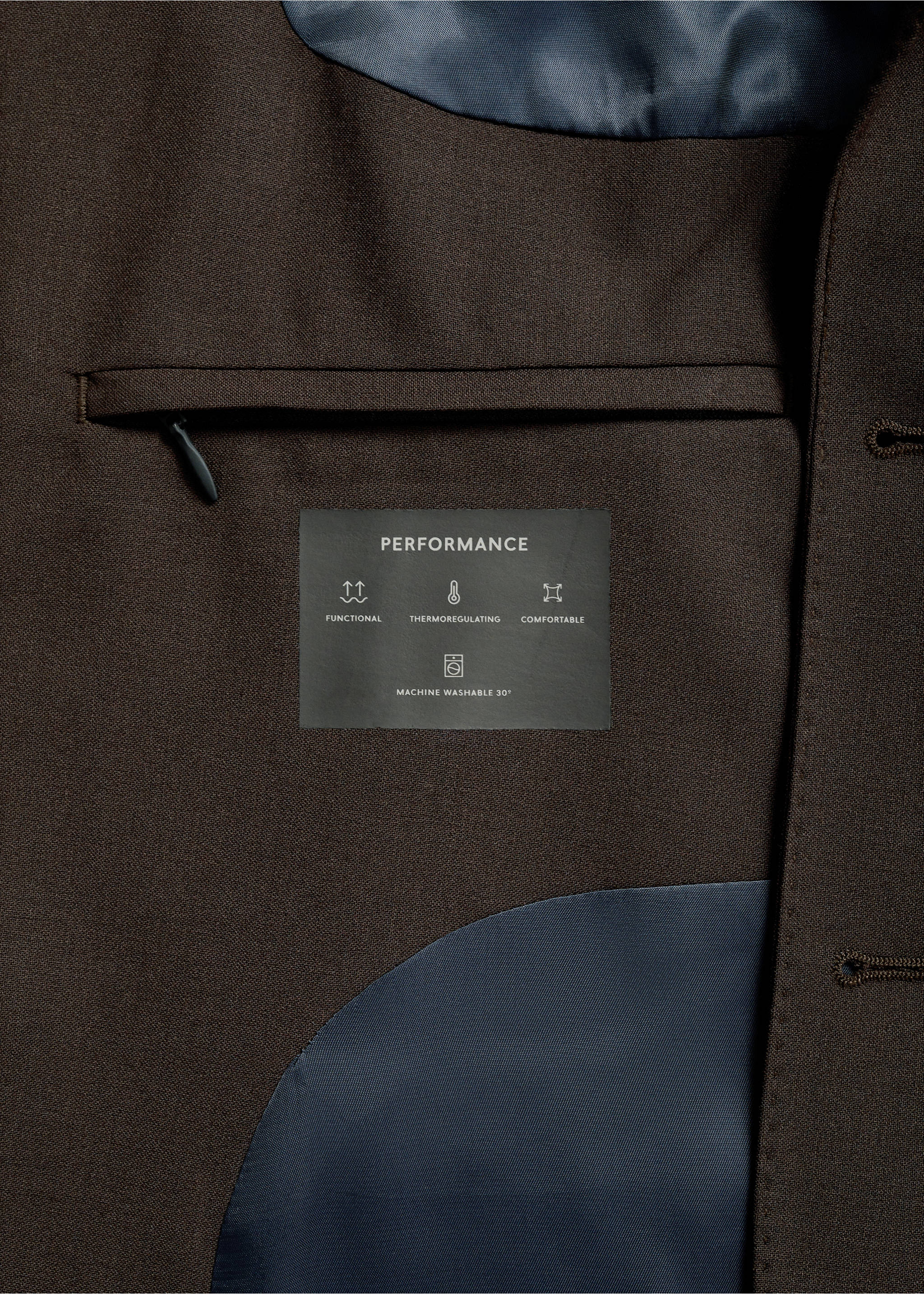 Crease-resistant wool suit jacket - Details of the article 0, Brown. Ref: 77025972-00.