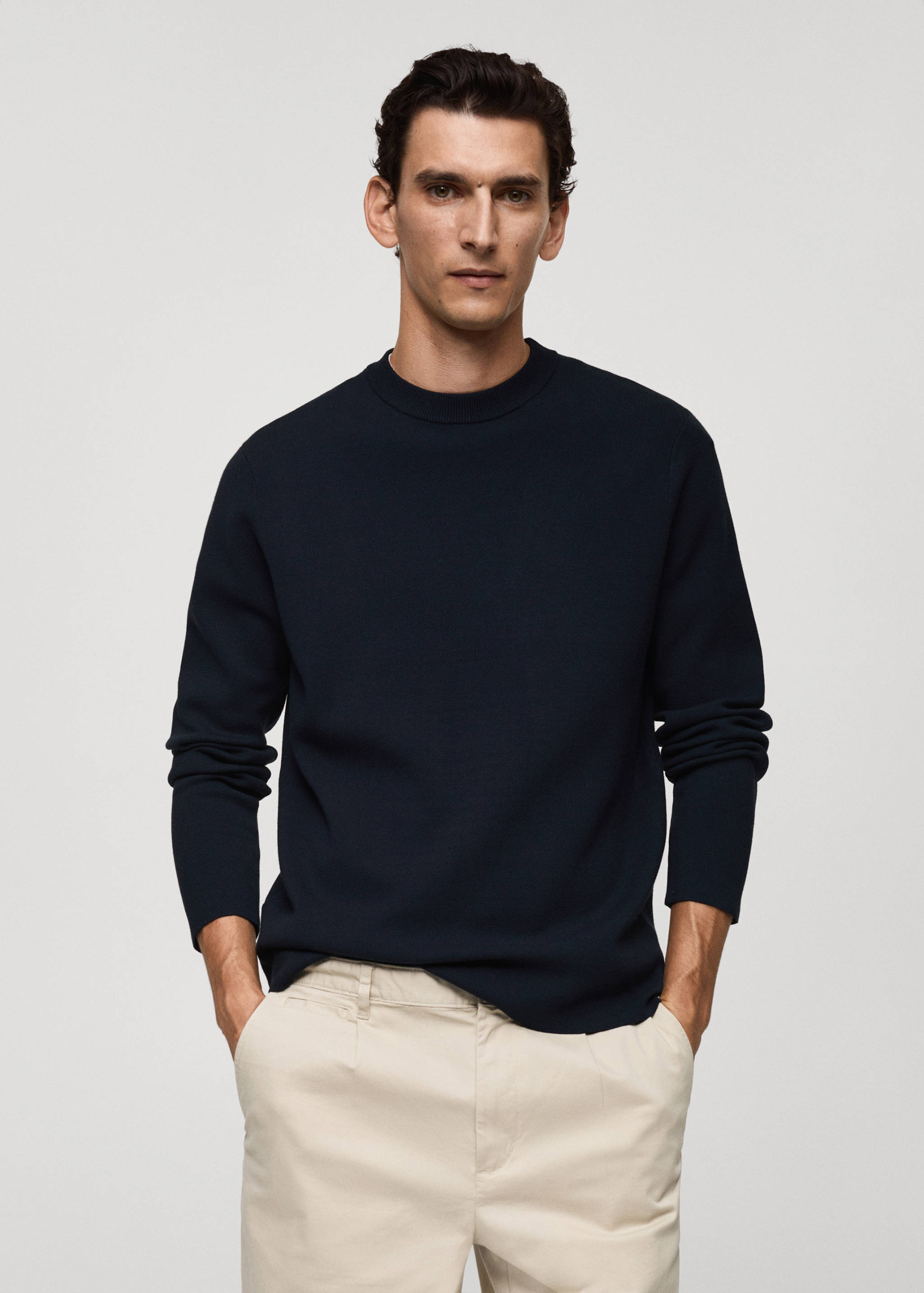 Medium-knit regular-fit sweater - Medium plane