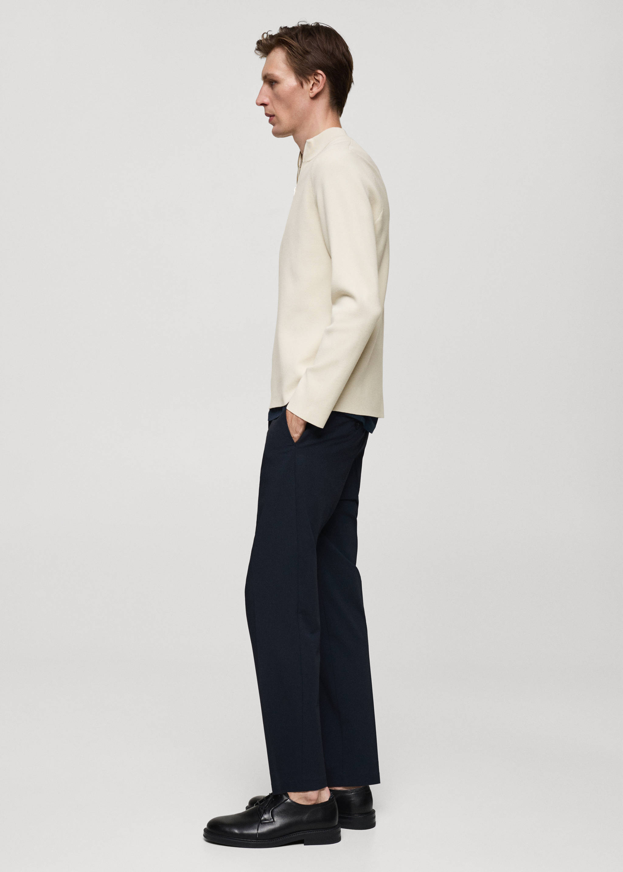 Medium-knit sweater with zip-up perkins neck - Details of the article 2