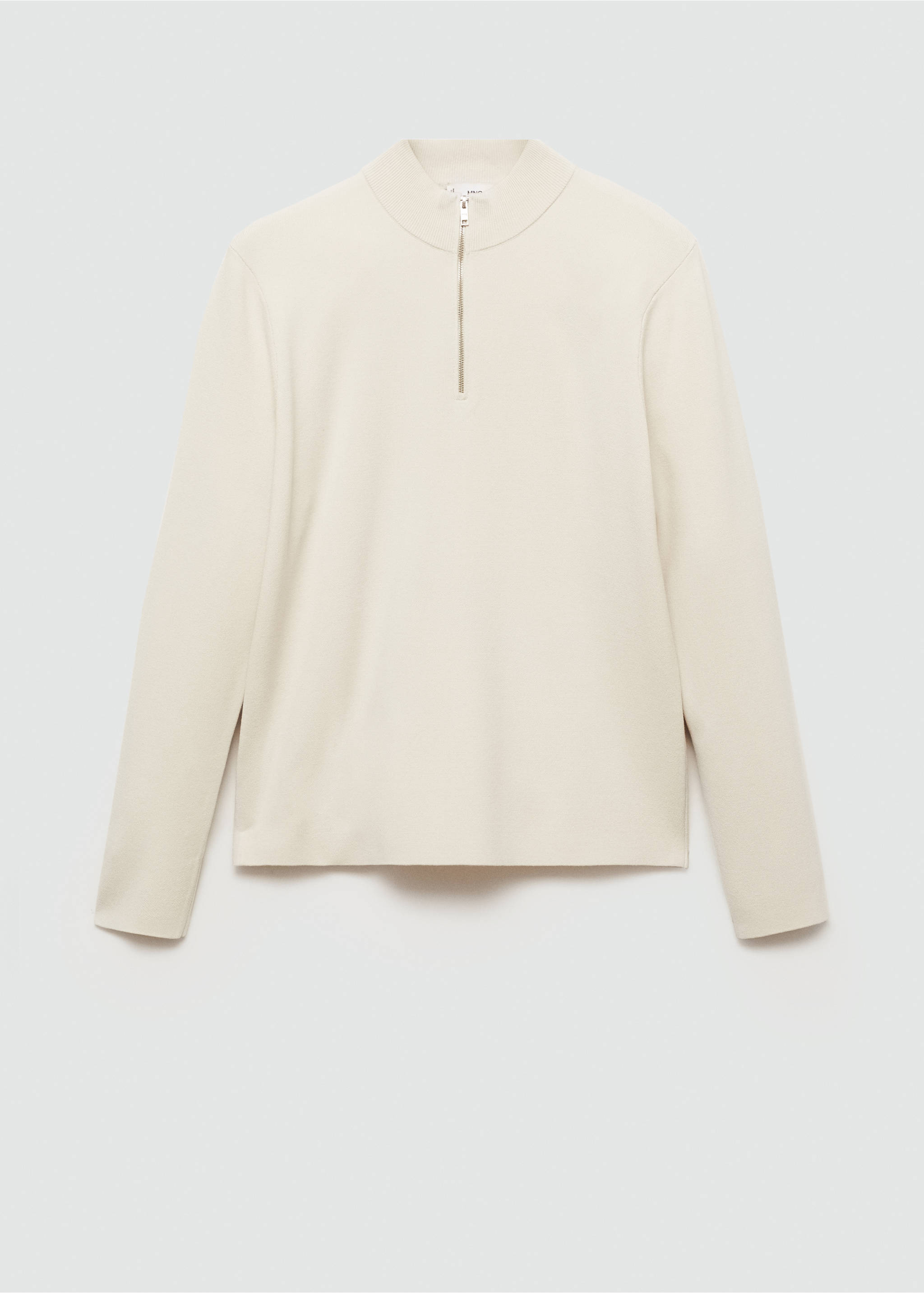 Medium-knit sweater with zip-up perkins neck - Article without model, Ivory White. Ref: 77025975-00.