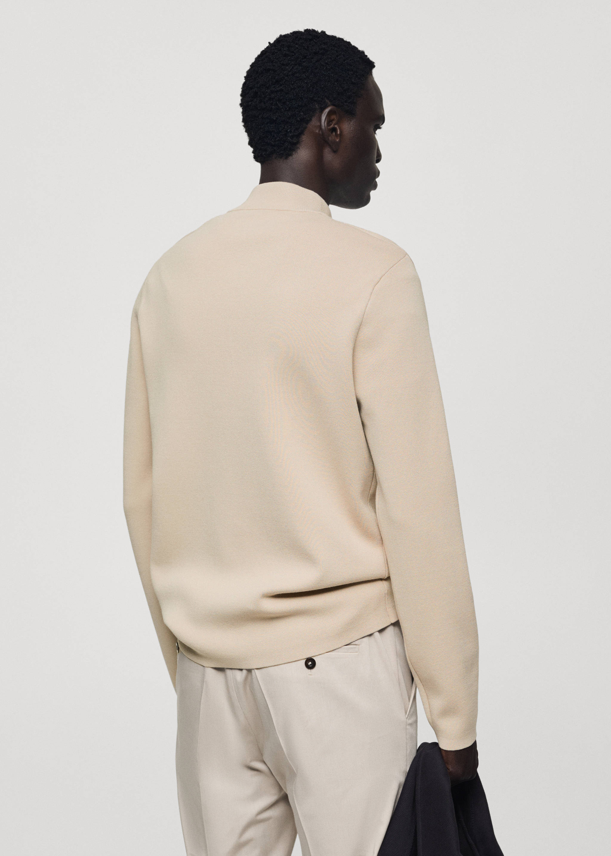 Medium-knit sweater with zip-up perkins neck - Reverse of the article