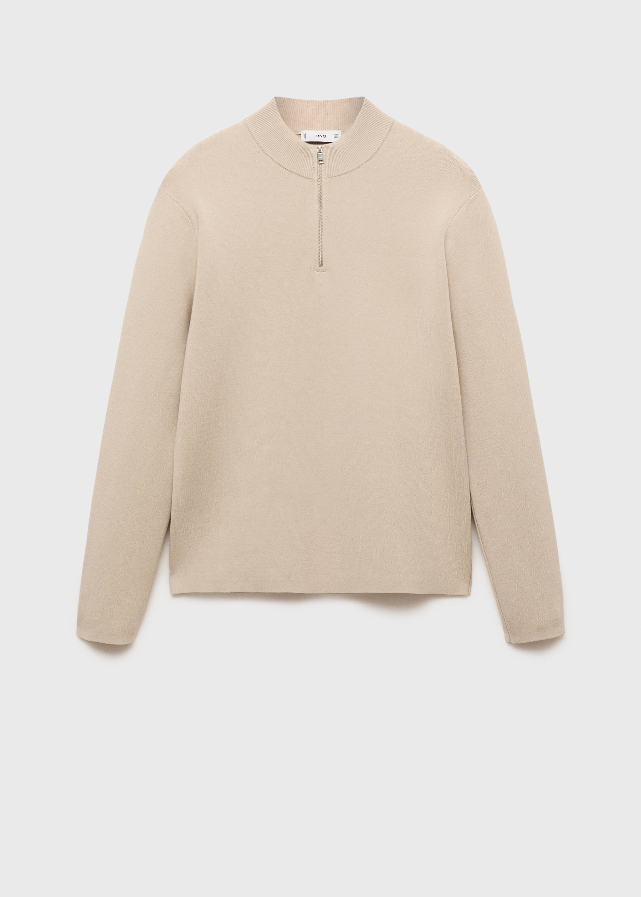 Medium-knit sweater with zip-up perkins neck - Article without model