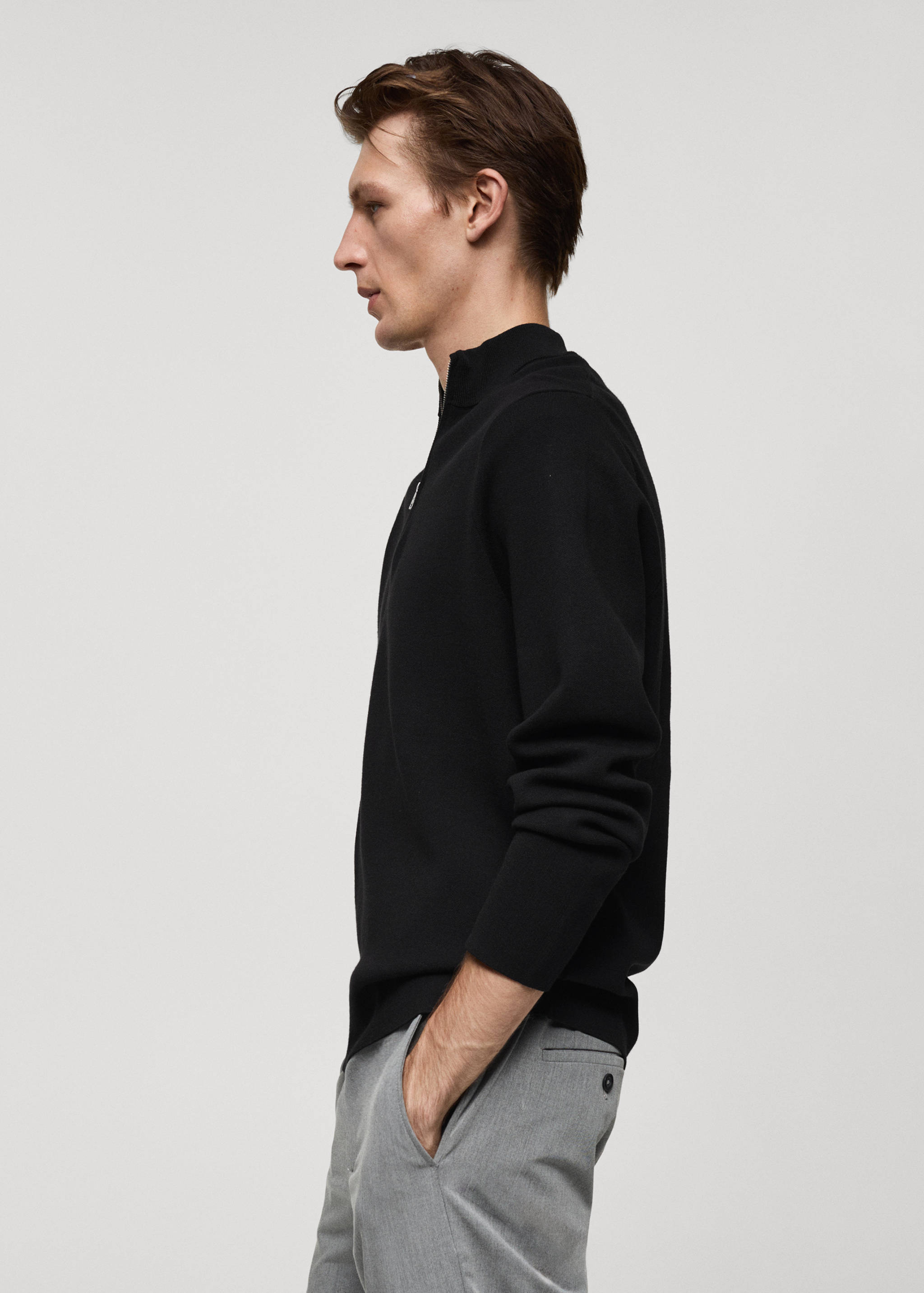 Medium-knit sweater with zip-up perkins neck - Details of the article 2