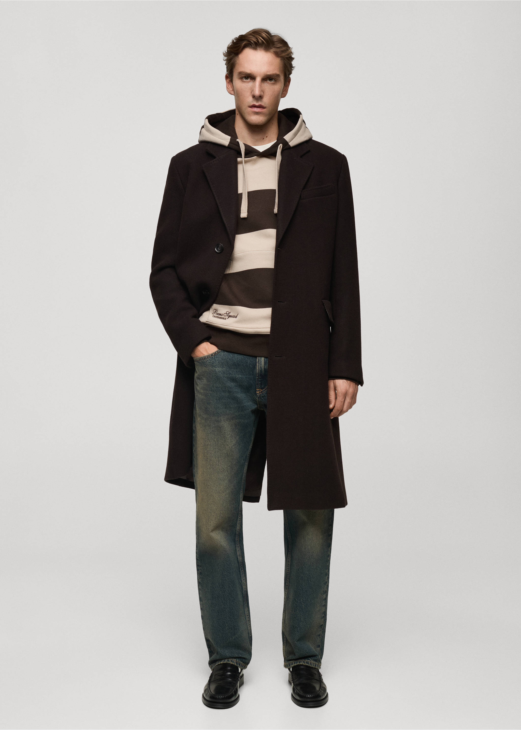Striped hooded sweatshirt - General plane, Chocolate. Ref: 77025977-00.