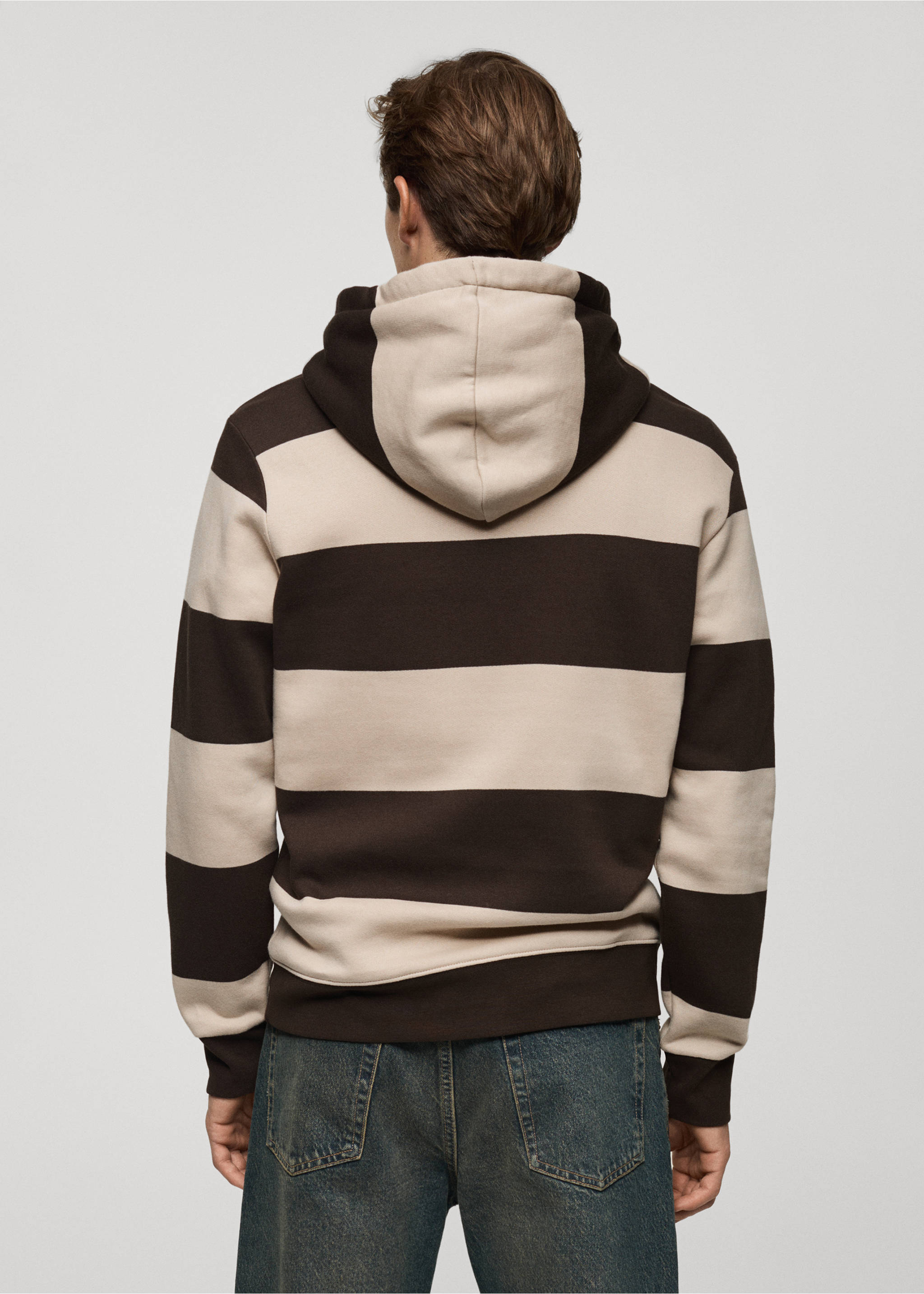 Striped hooded sweatshirt - Reverse of the article, Chocolate. Ref: 77025977-00.