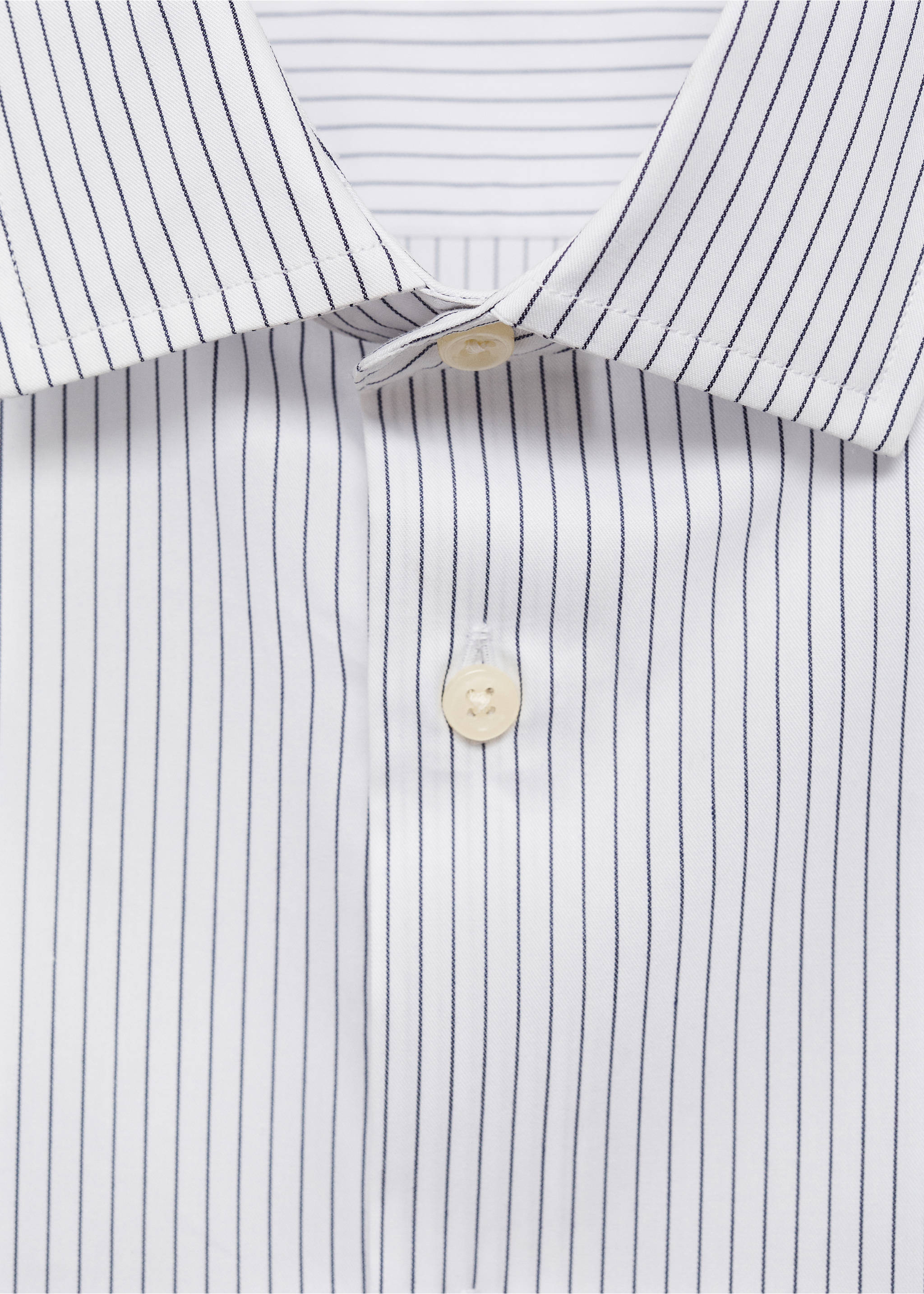 Slim fit striped cotton shirt - Details of the article 8, White. Ref: 77025981-00.