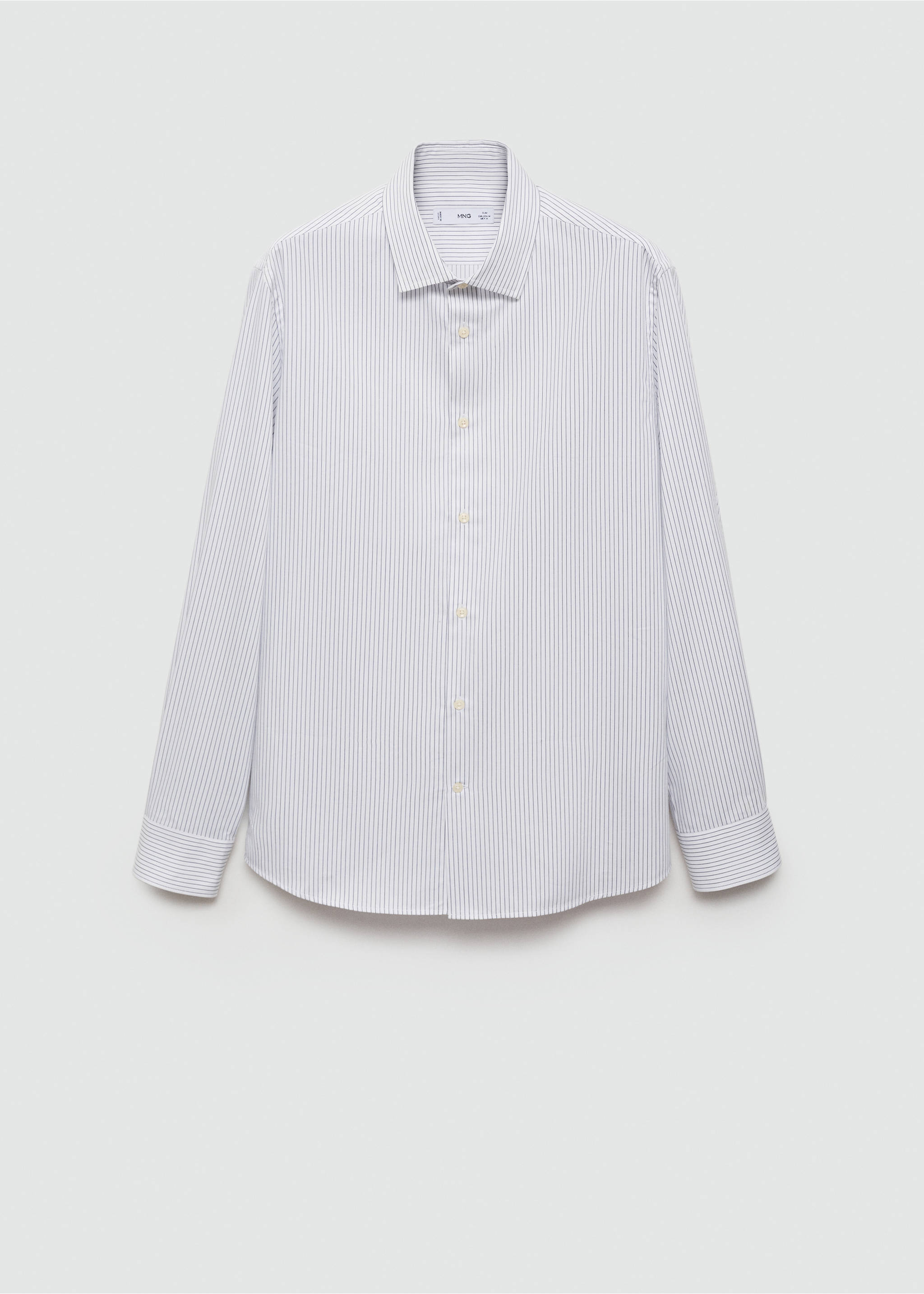 Slim fit striped cotton shirt - Article without model, White. Ref: 77025981-00.