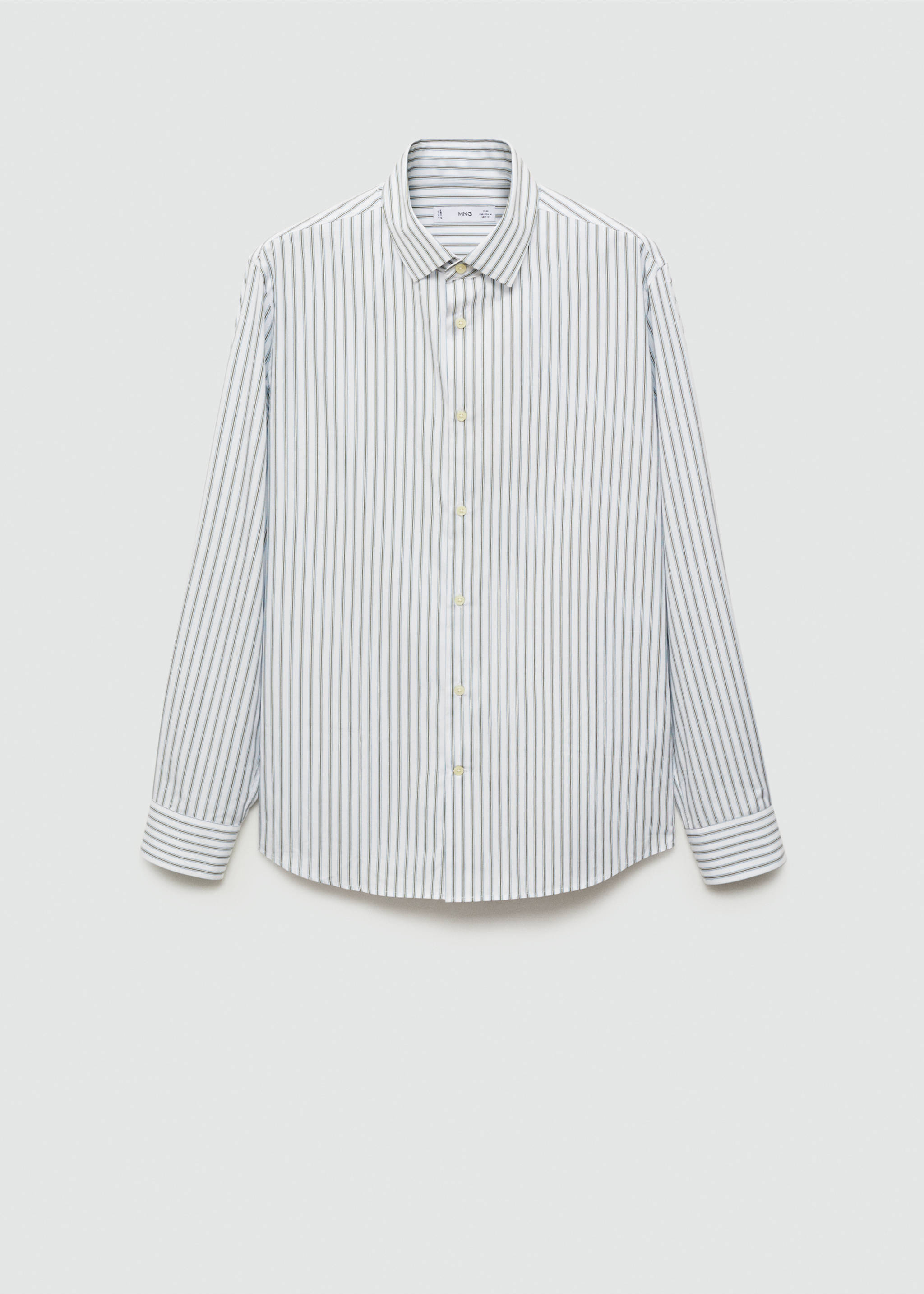 Chemise slim fit coton rayée - Article sans modèle, Kaki. Ref: 77025981-00.