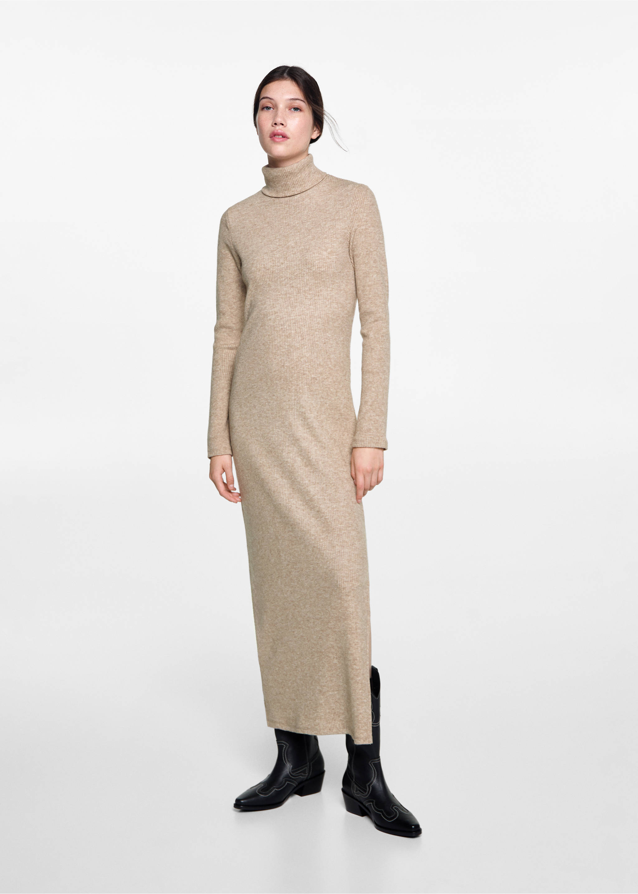 Turtle neck dress - General plane, Sand. Ref: 77025986-00.