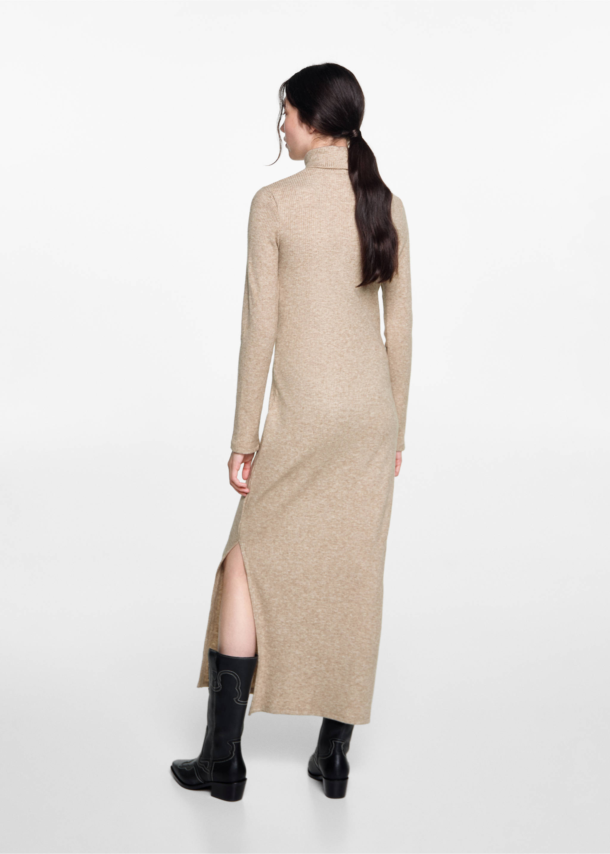 Turtle neck dress - Reverse of the article, Sand. Ref: 77025986-00.
