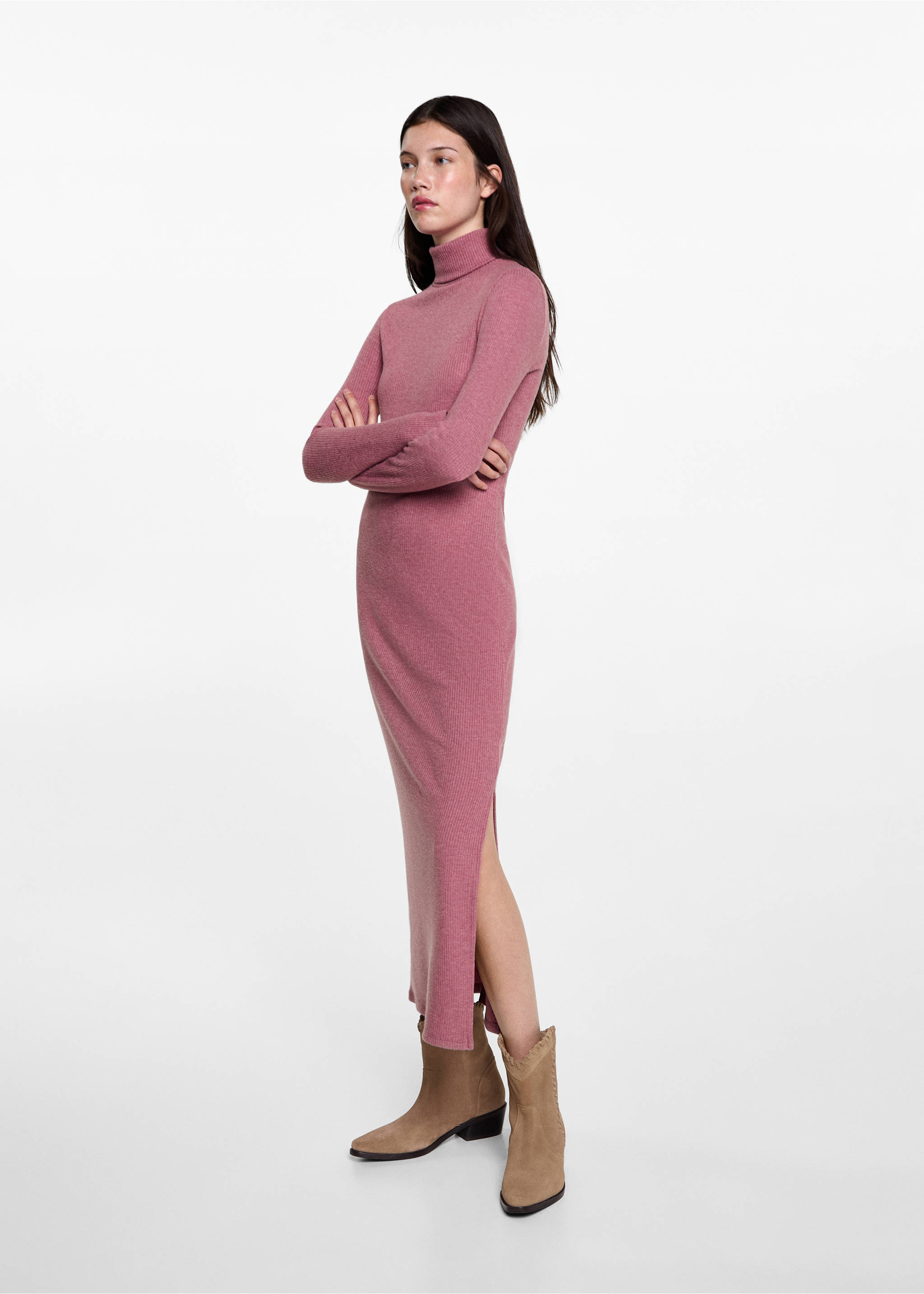 Turtle neck dress - Medium plane, Pastel Pink. Ref: 77025986-00.
