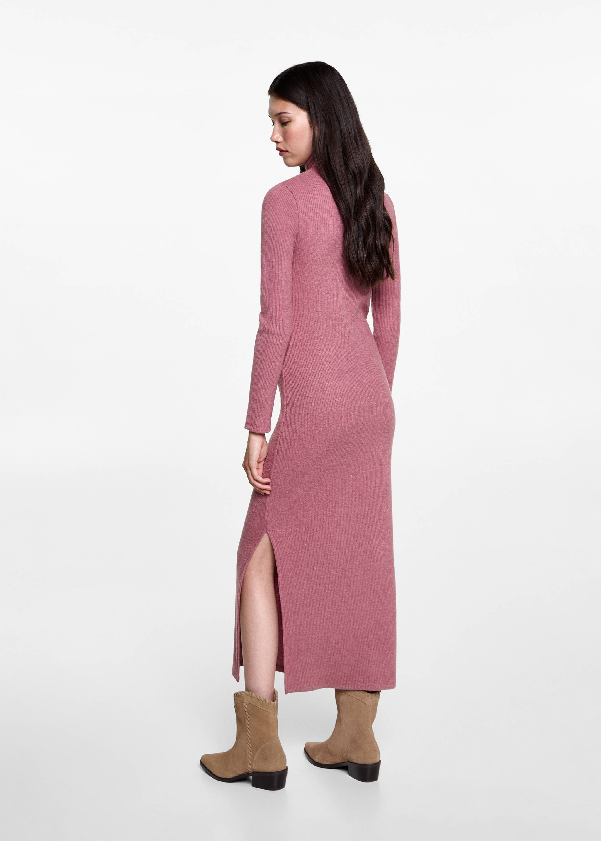 Turtle neck dress - Reverse of the article, Pastel Pink. Ref: 77025986-00.