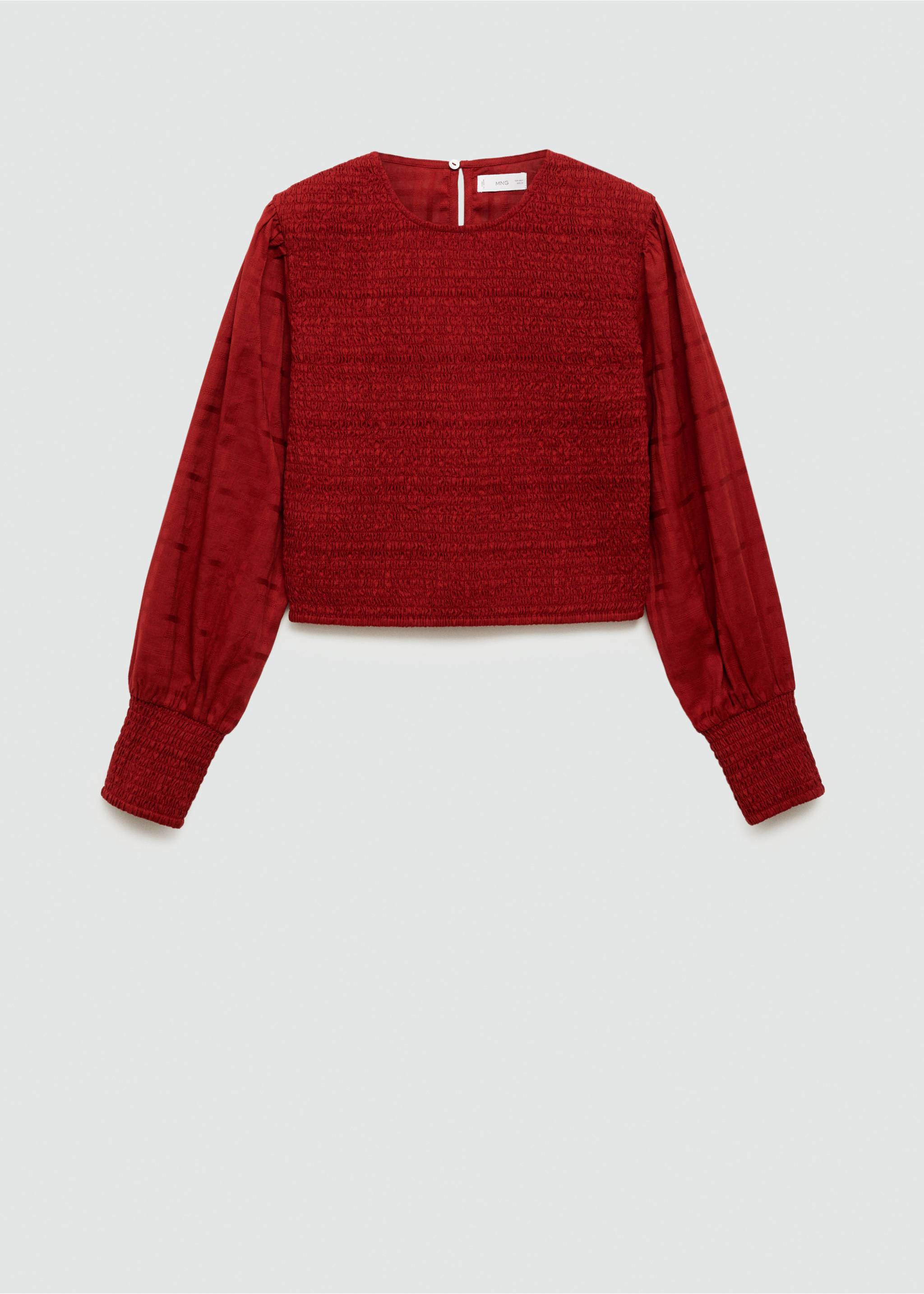 Gathered details cotton blouse - Article without model, Red. Ref: 77025988-00.