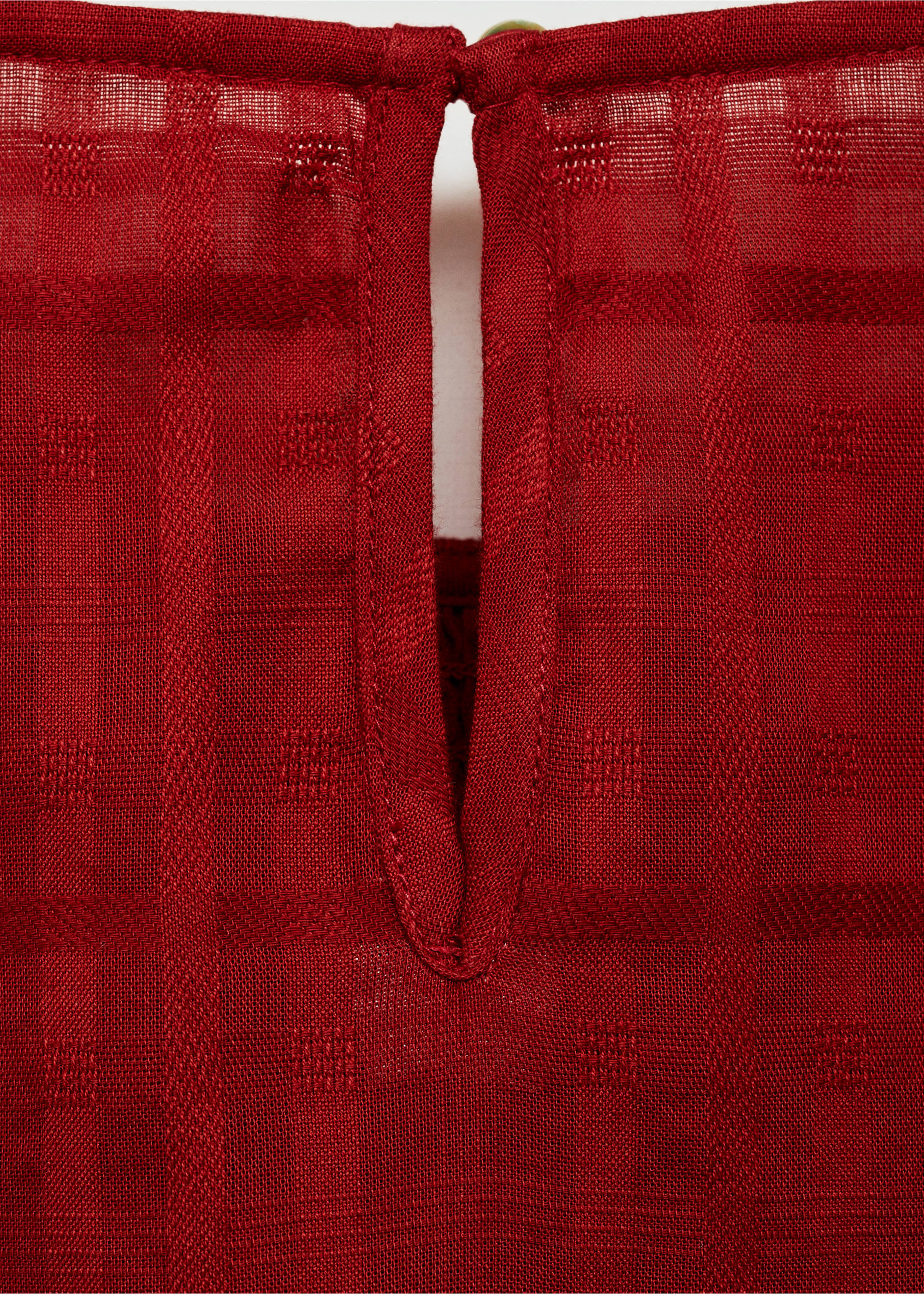 Gathered details cotton blouse - Details of the article 0, Red. Ref: 77025988-00.