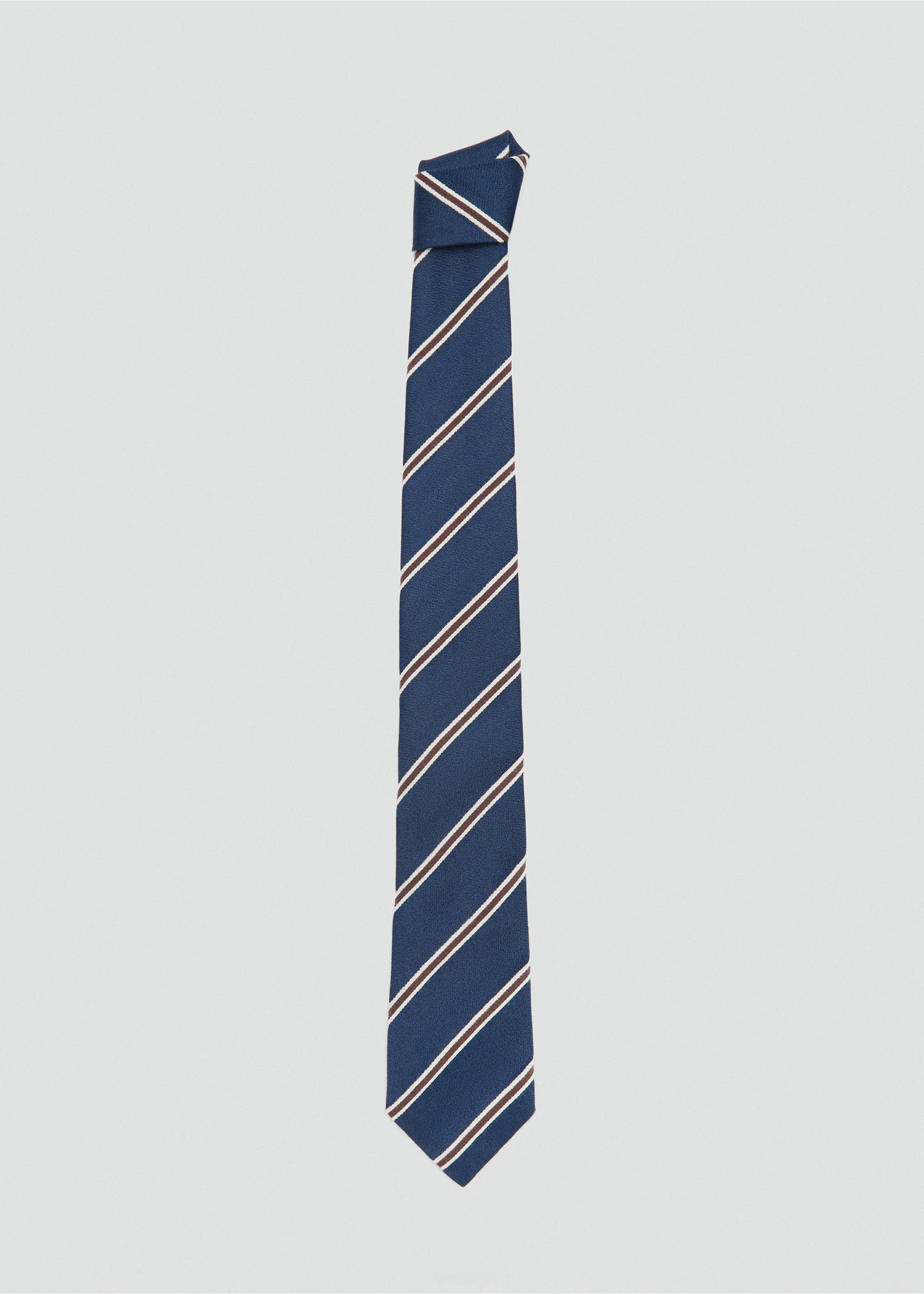 Striped silk cotton tie - Article without model, Dark Navy. Ref: 77025990-00.