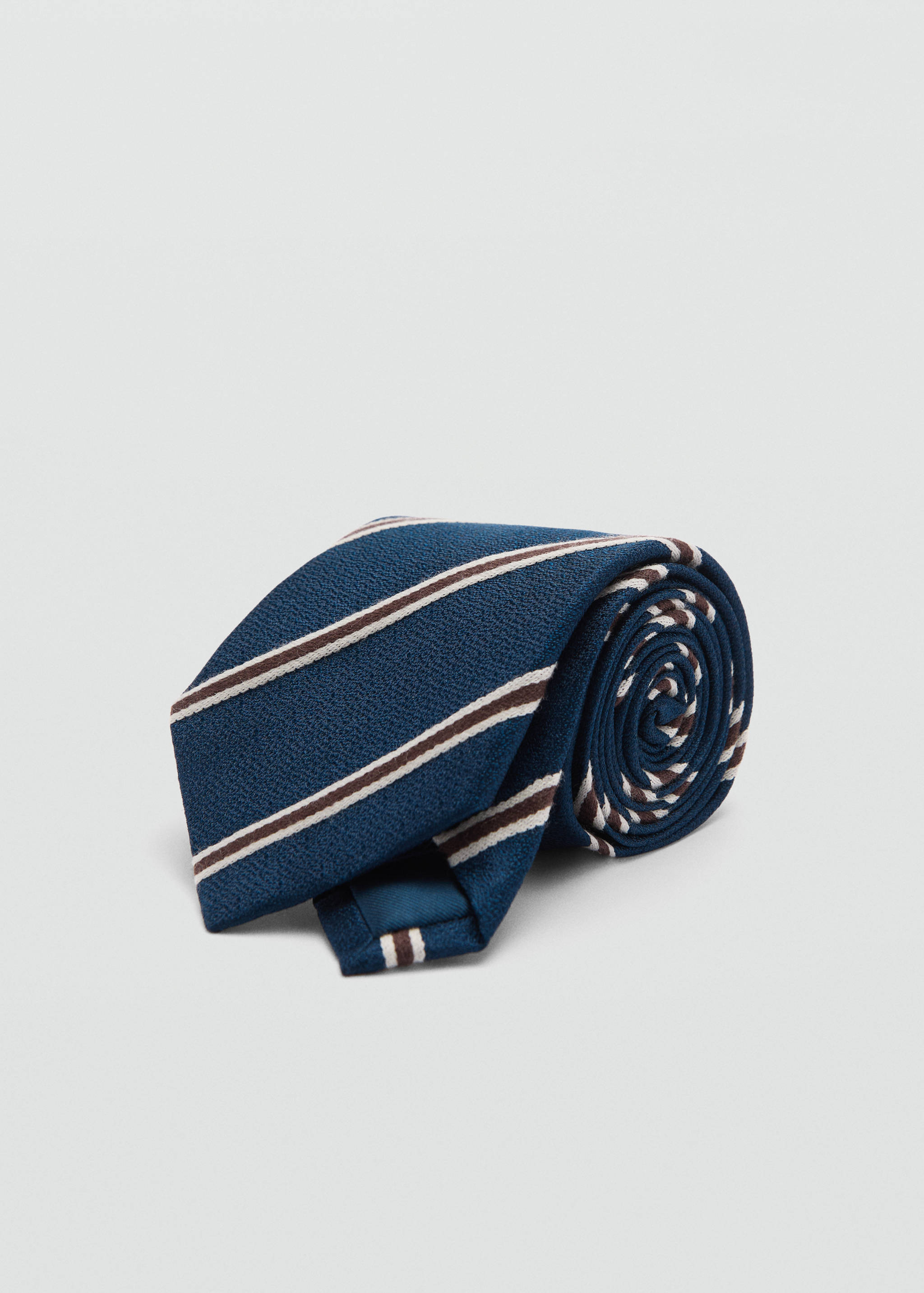 Striped silk cotton tie - Medium plane