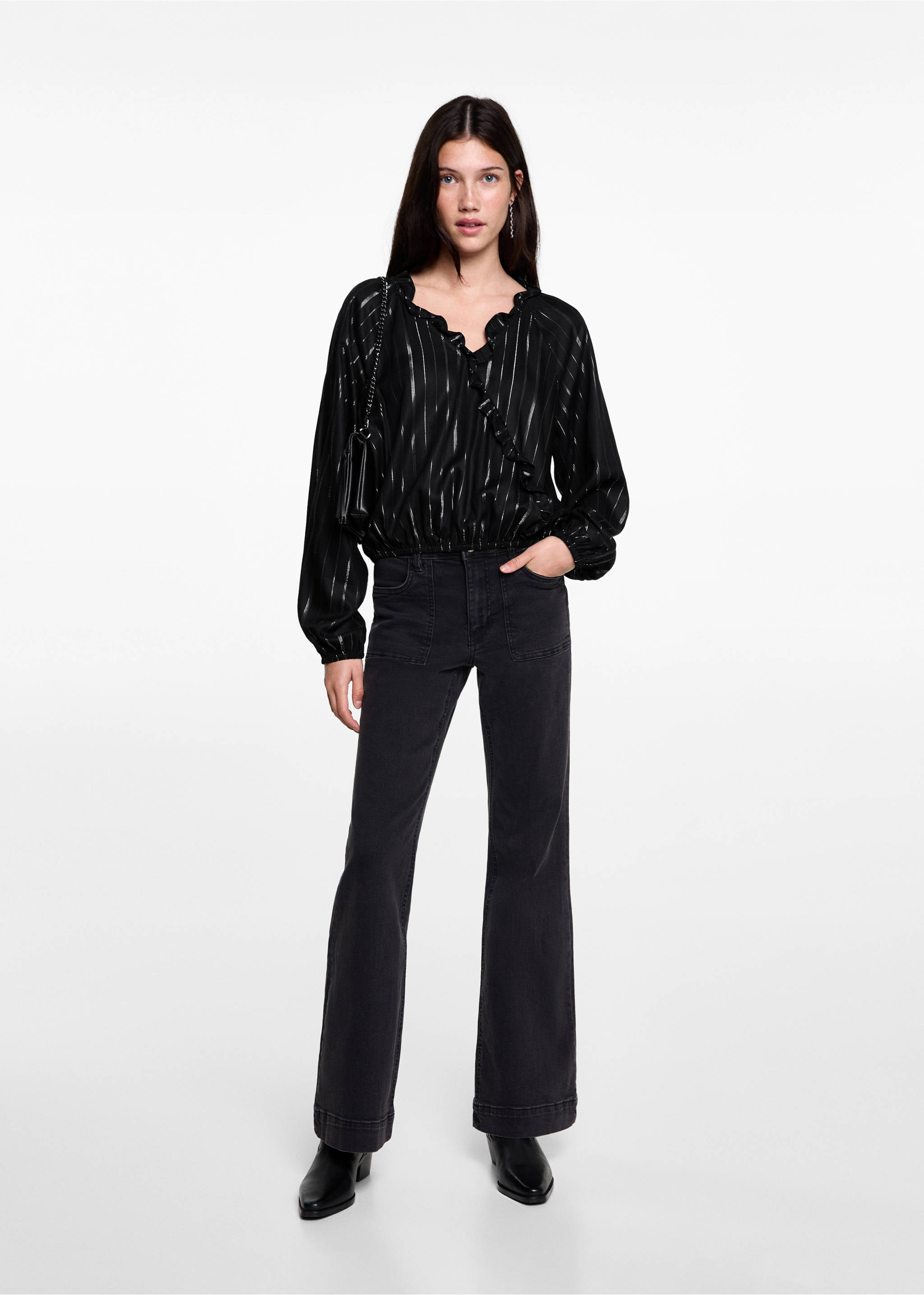 Striped lurex blouse - General plane, Black. Ref: 77026002-00.