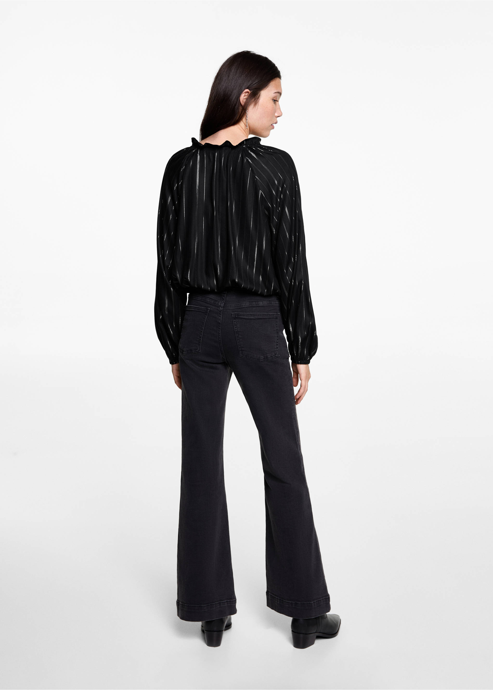 Striped lurex blouse - Reverse of the article, Black. Ref: 77026002-00.