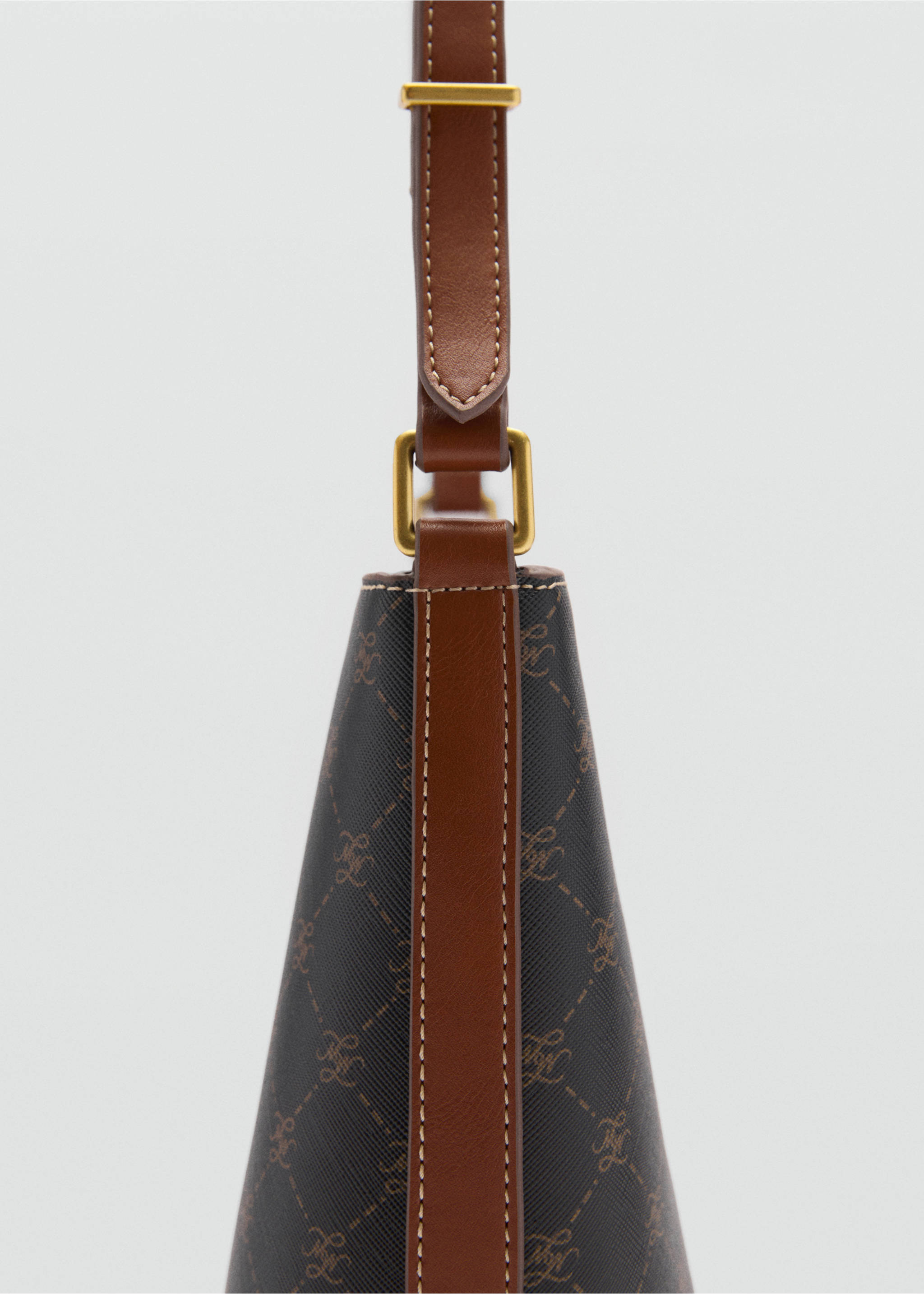 Shopper bag with metallic detail - Details of the article 3, Brown. Ref: 77026005-00.