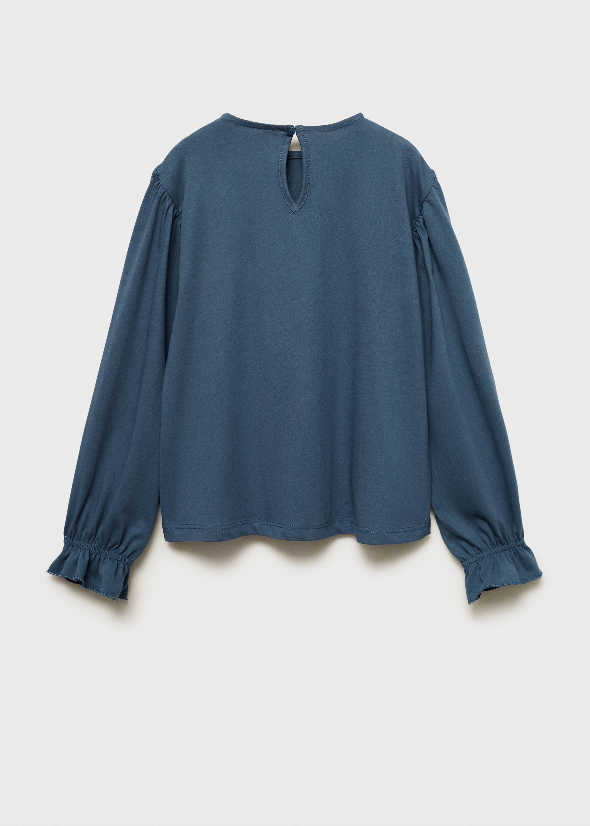 Embroidered details blouse - Reverse of the article, Indigo Blue. Ref: 77026009-00.