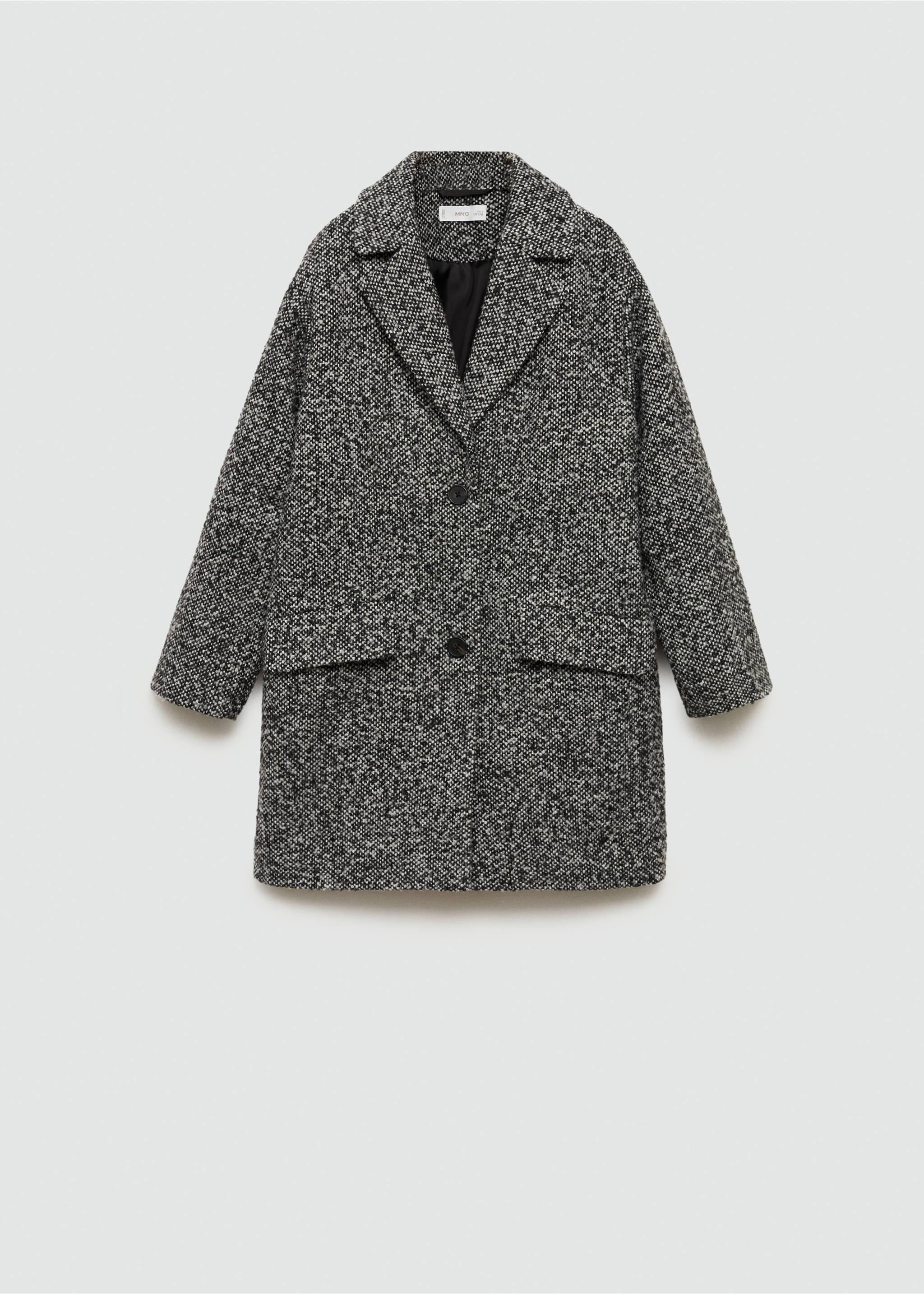 Buttoned wool coat - Article without model, Black. Ref: 77026338-00.
