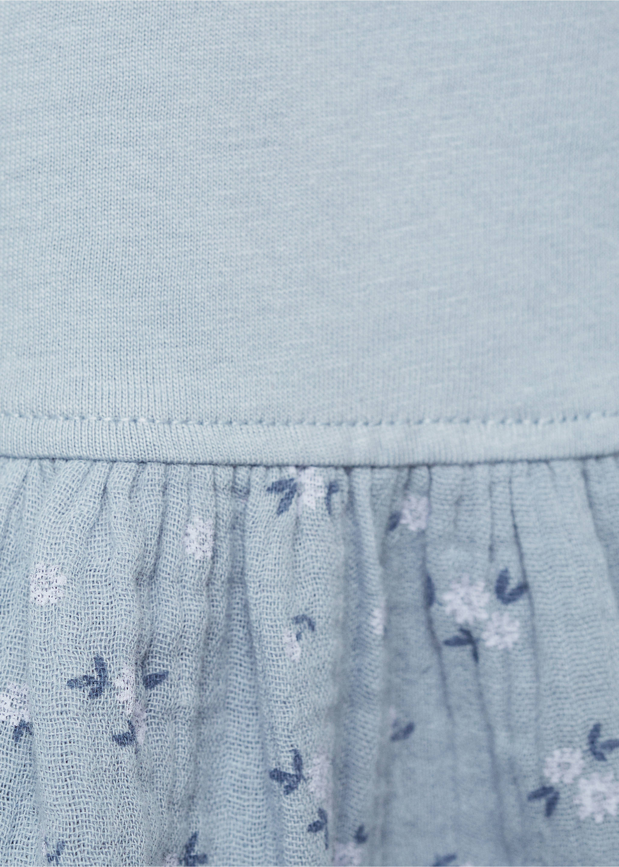 Floral hem T-shirt - Details of the article 8, Blue. Ref: 77026346-00.