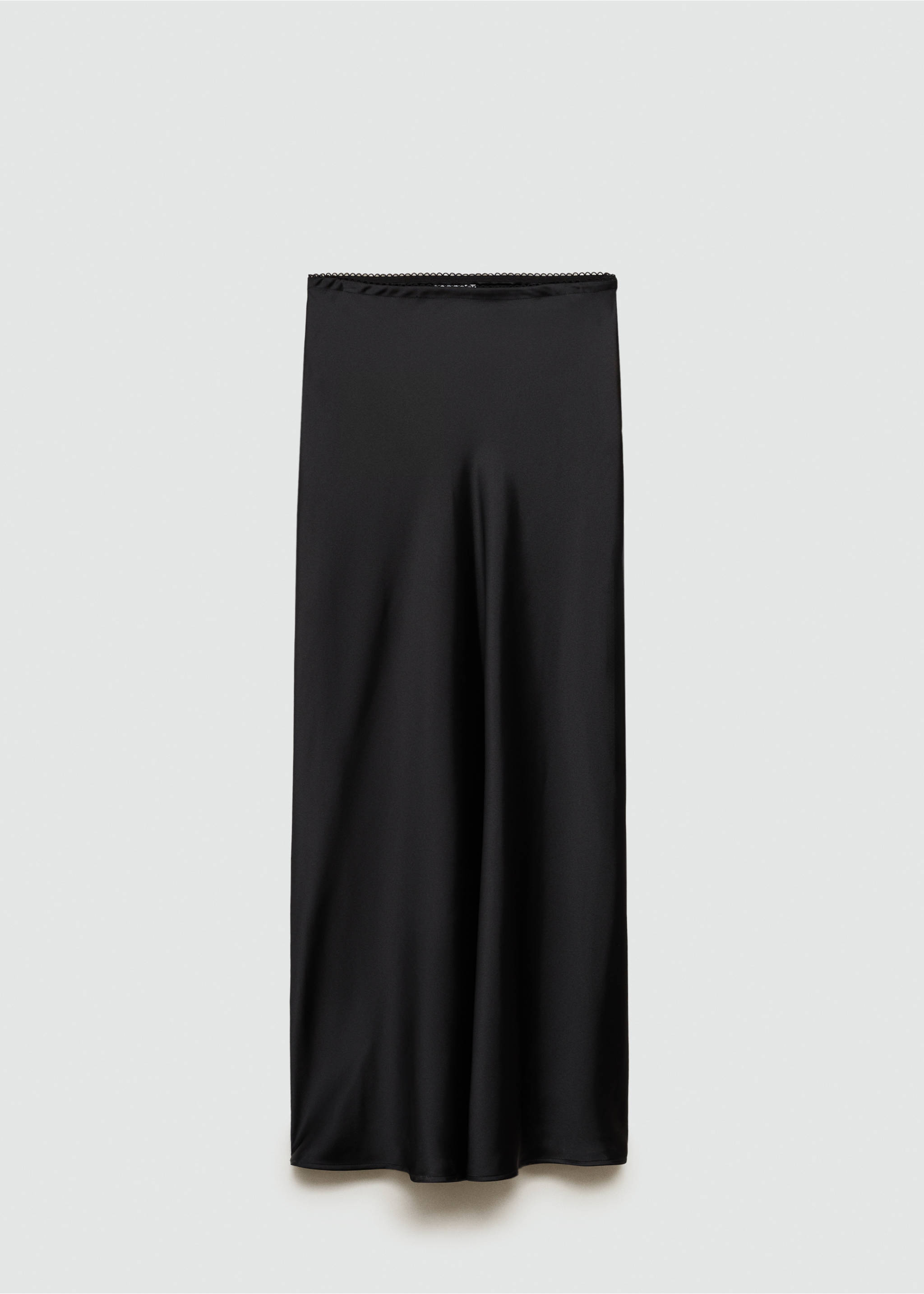 Satin long skirt - Article without model, Black. Ref: 77026351-00.