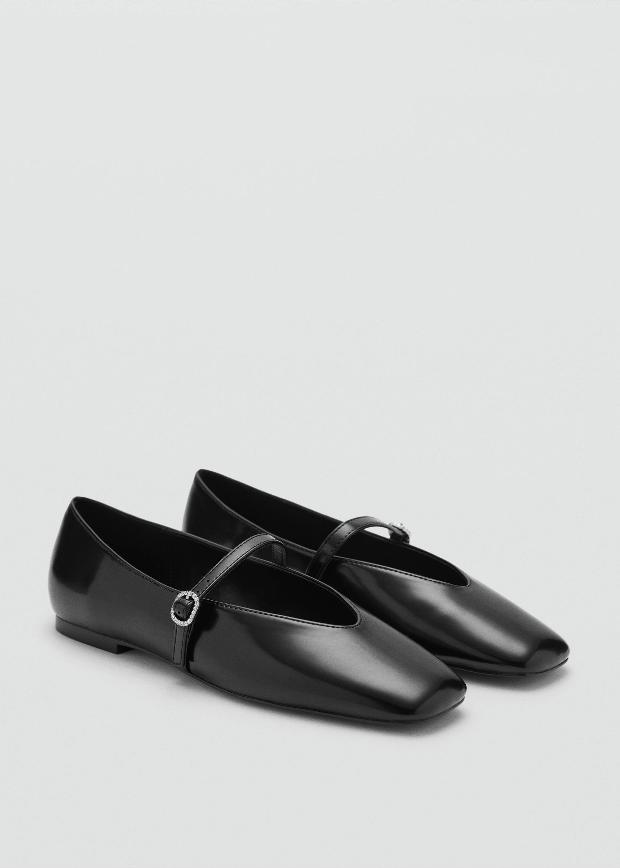 Ballerinas with strap jewel detail - Medium plane, Black. Ref: 77026352-00.