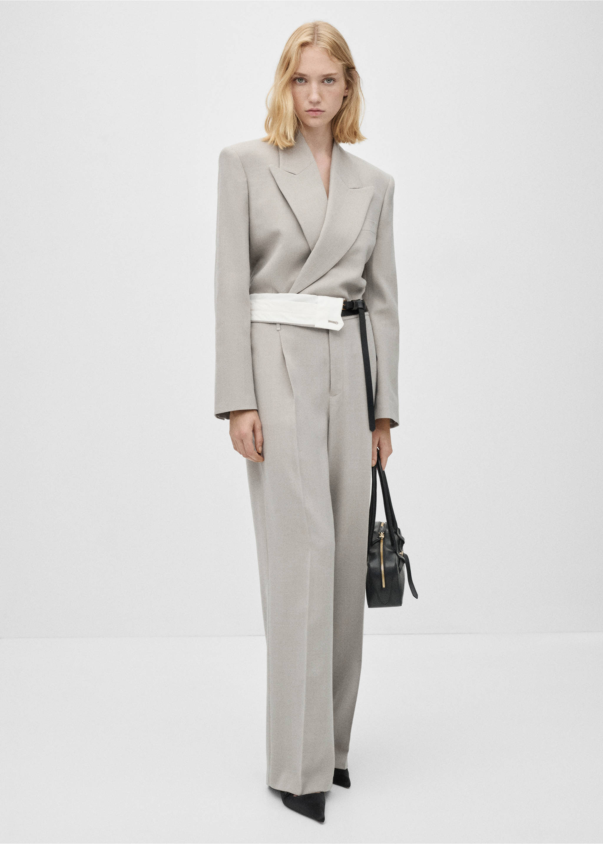 Double-breasted suit blazer - General plane, Light/Pastel Grey. Ref: 77026357-00.
