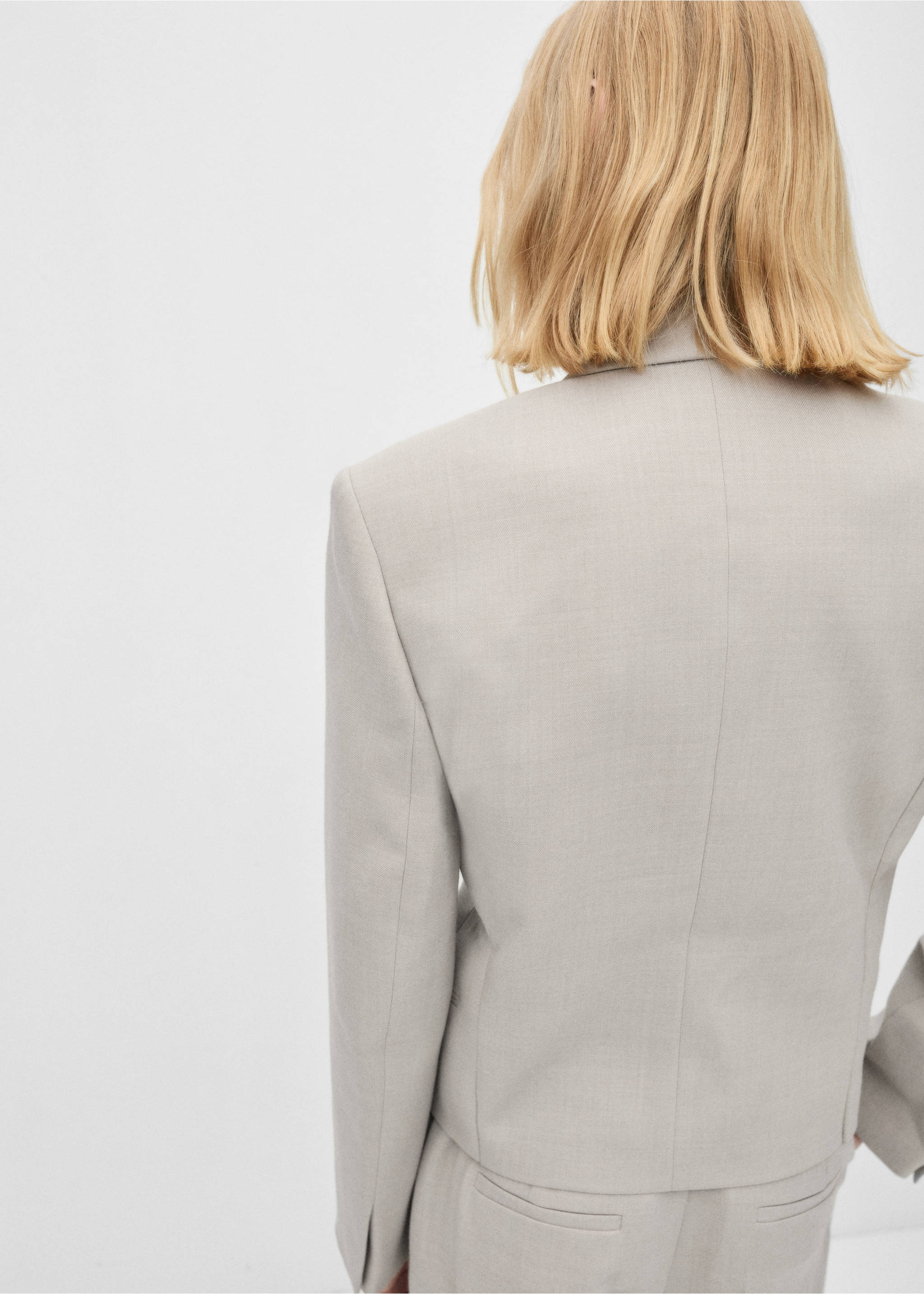 Double-breasted suit blazer - Reverse of the article, Light/Pastel Grey. Ref: 77026357-00.