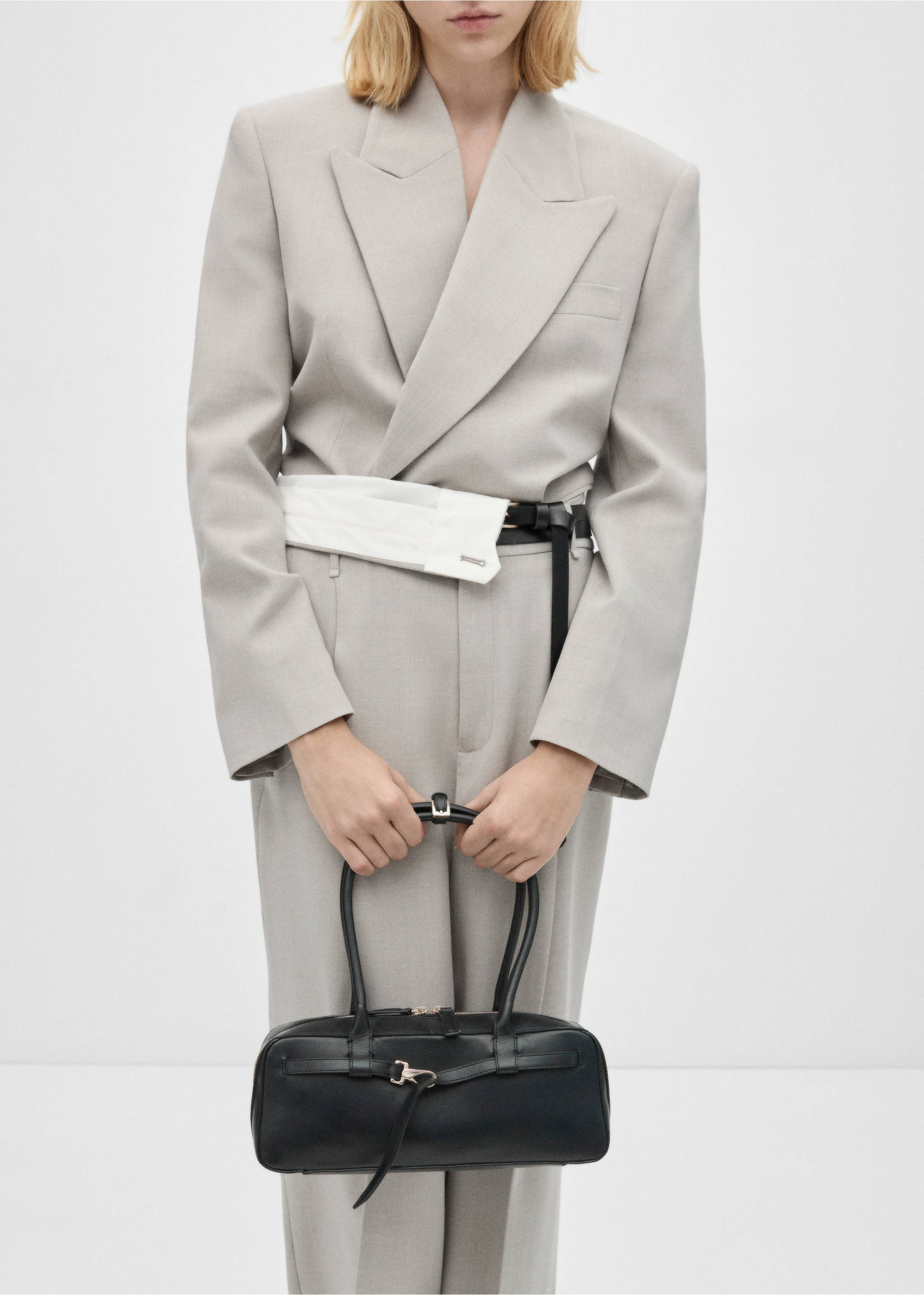 Leather bowling bag with buckle - General plane, Black. Ref: 77026360-00.
