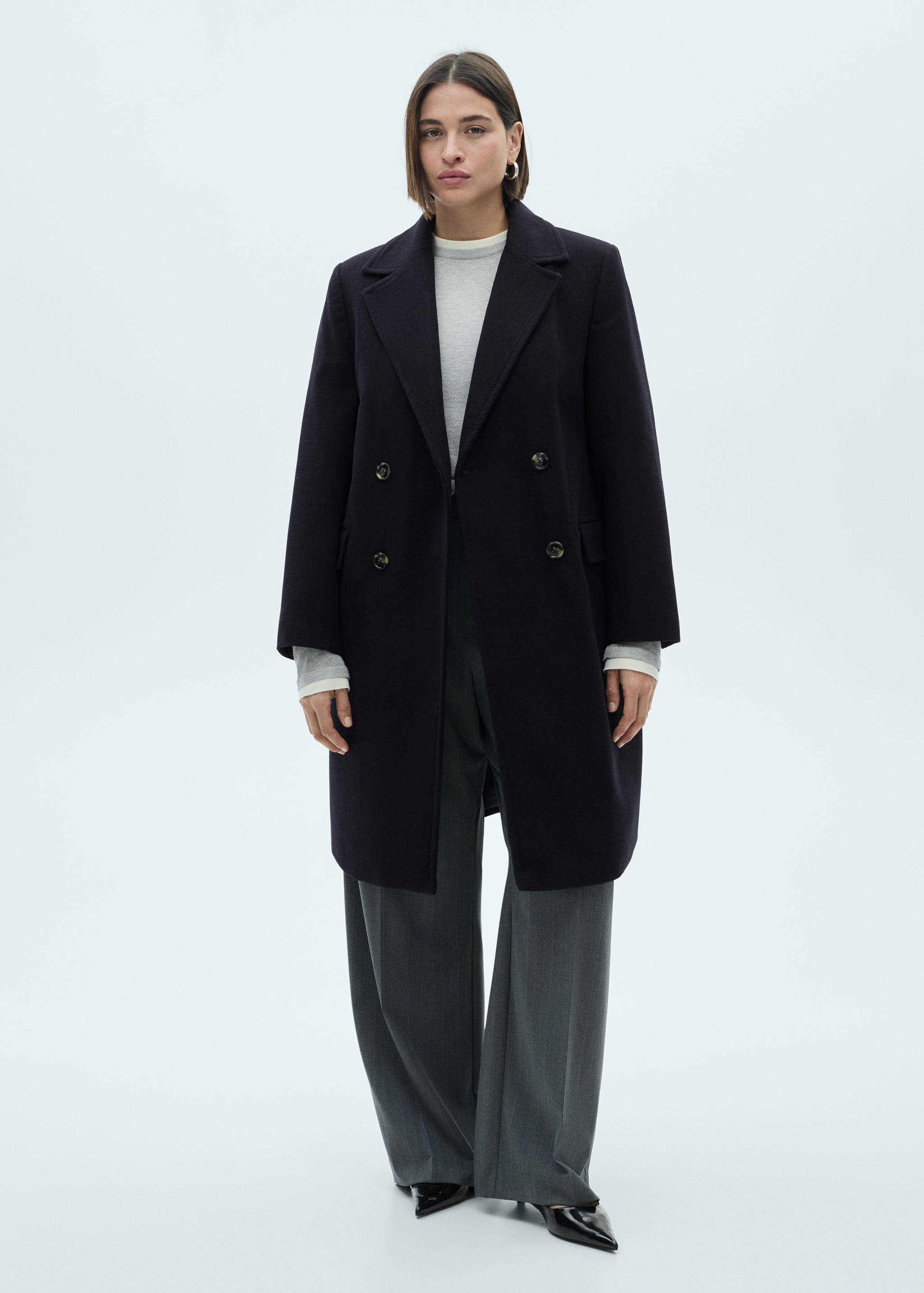 Double-breasted wool coat - Women | MANGO OUTLET USA