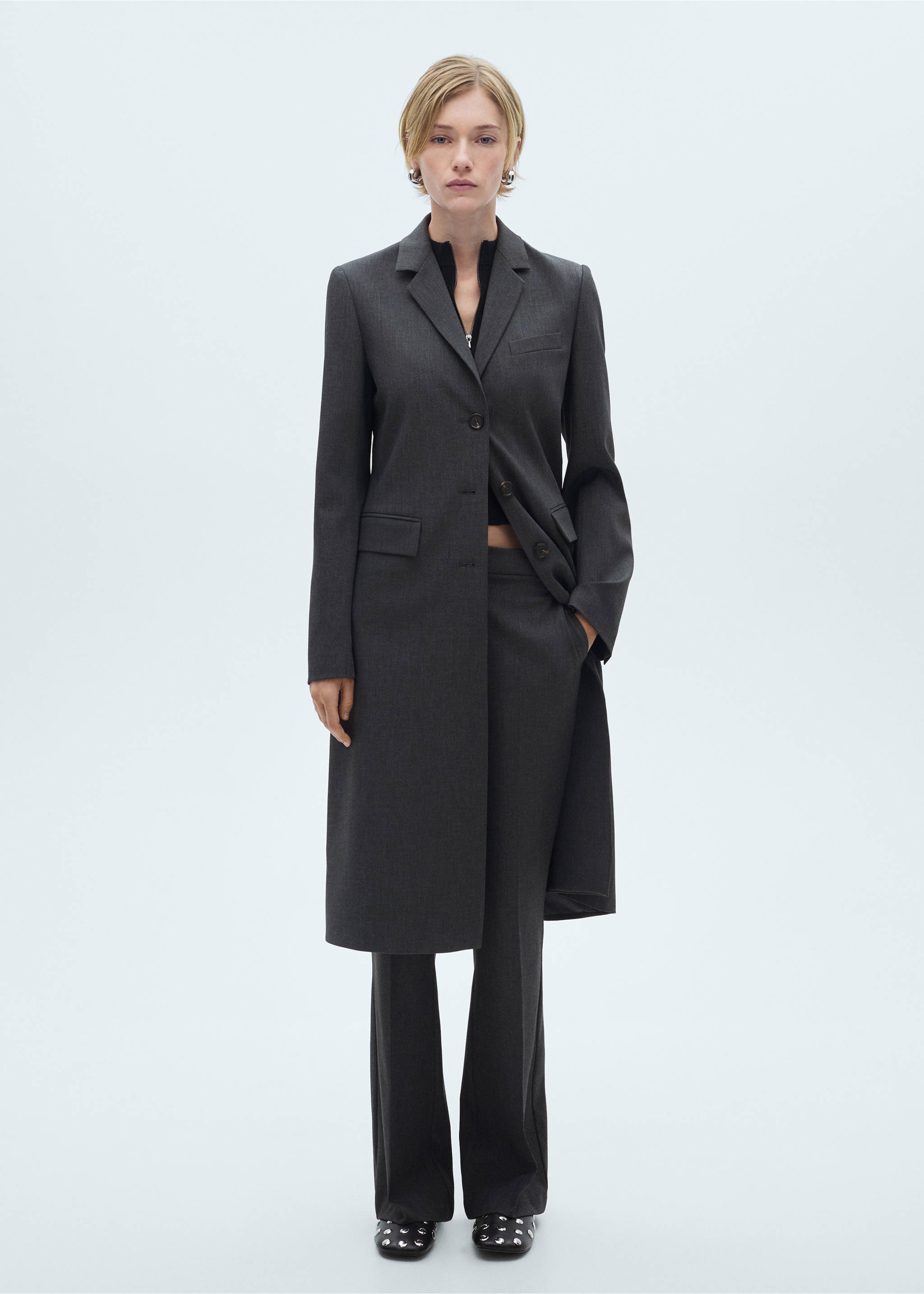 Flared suit trousers - General plane, Grey. Ref: 77026725-00.