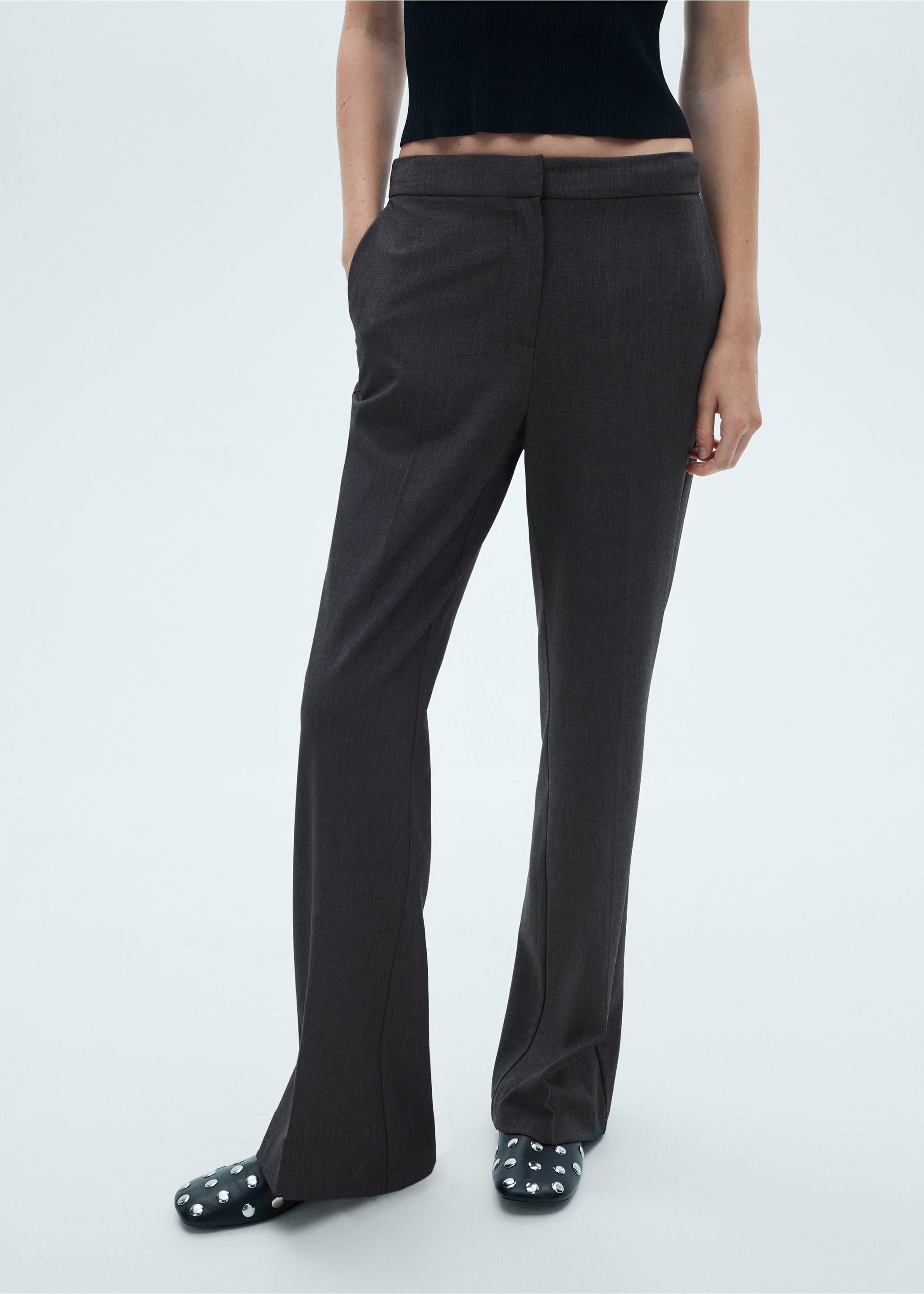 Flared suit trousers - Medium plane, Grey. Ref: 77026725-00.