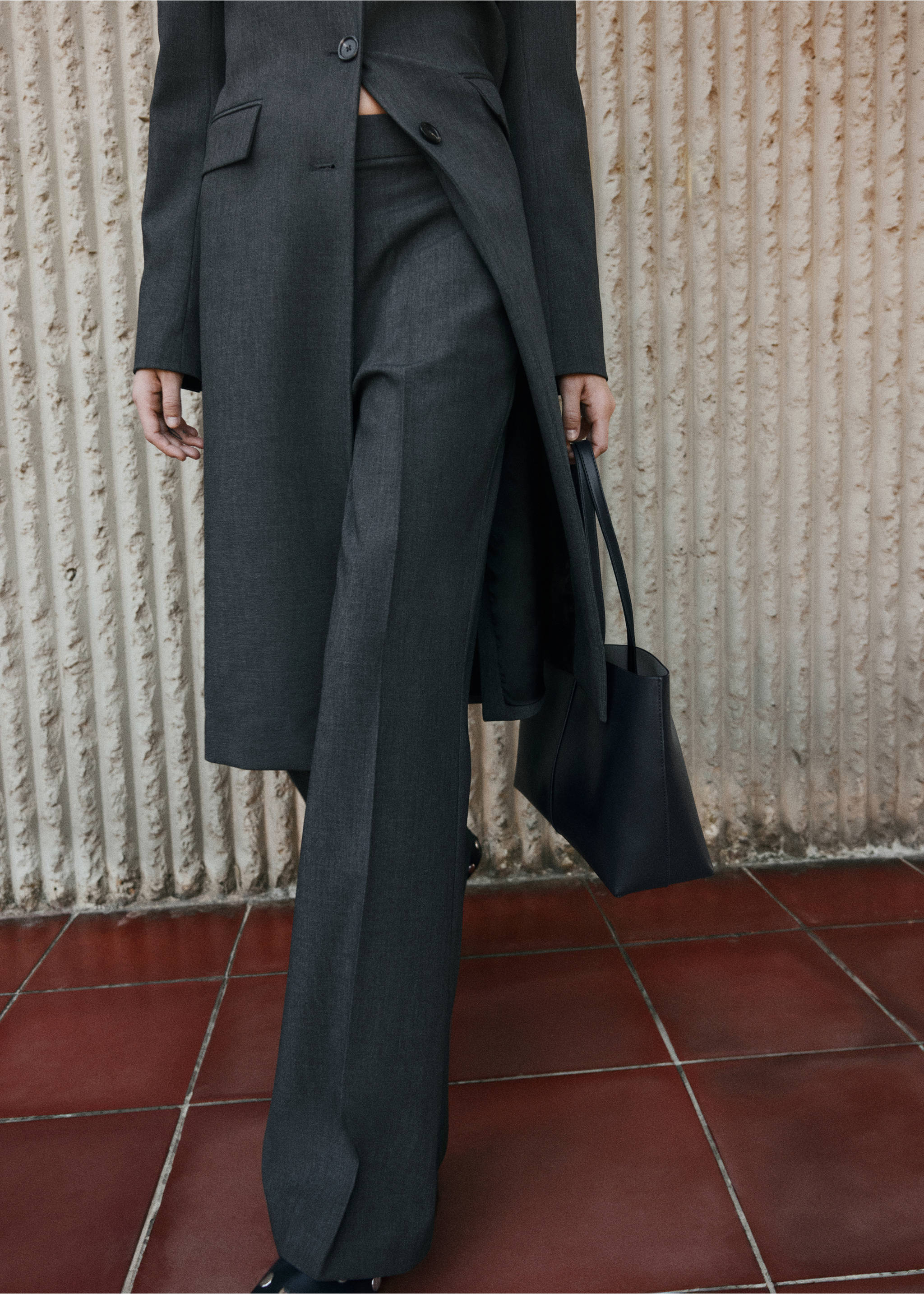 Flared suit trousers - Details of the article 6, Grey. Ref: 77026725-00.