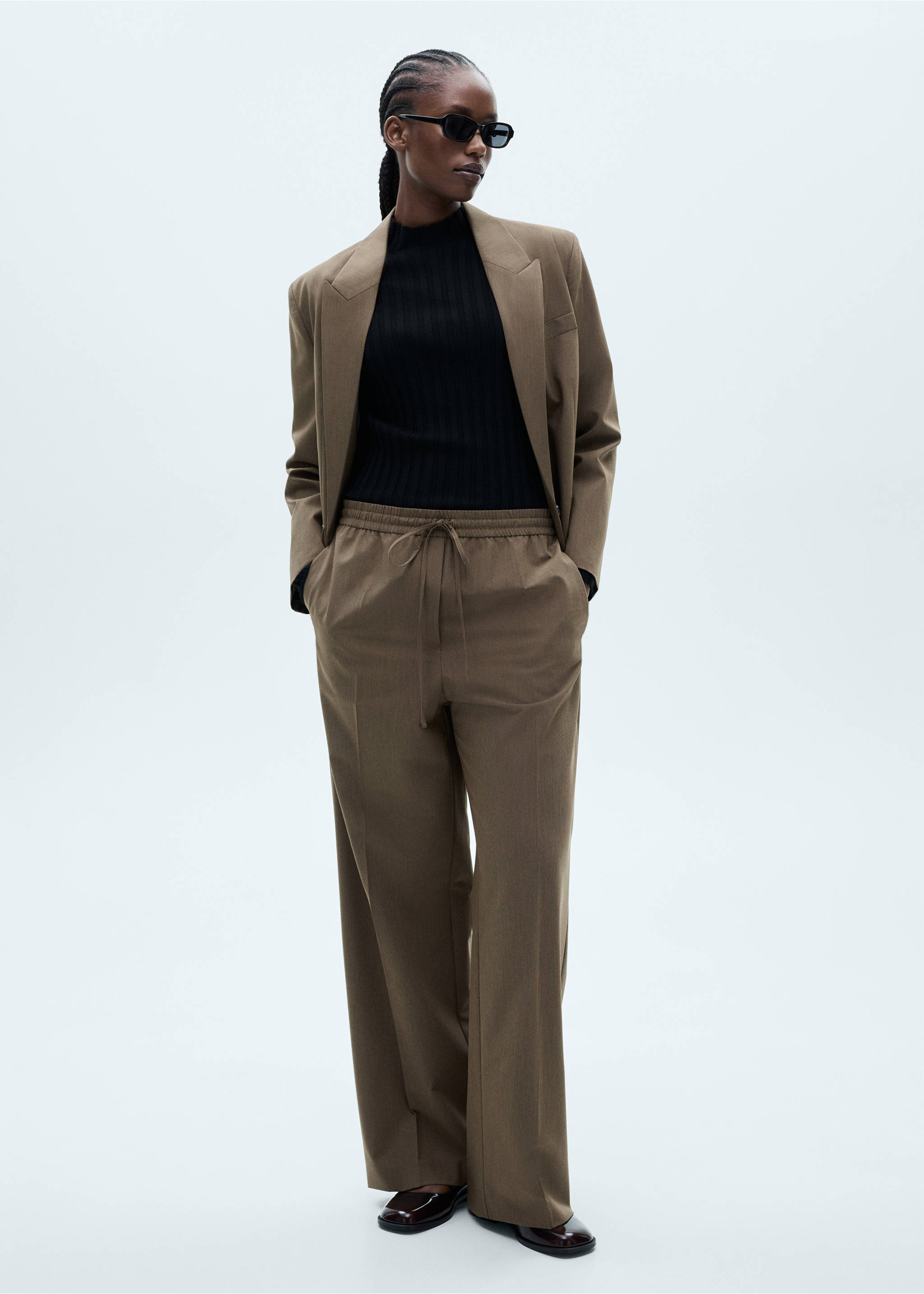 Micro-houndstooth suit jacket - Details of the article 3, Brown. Ref: 77026726-00.