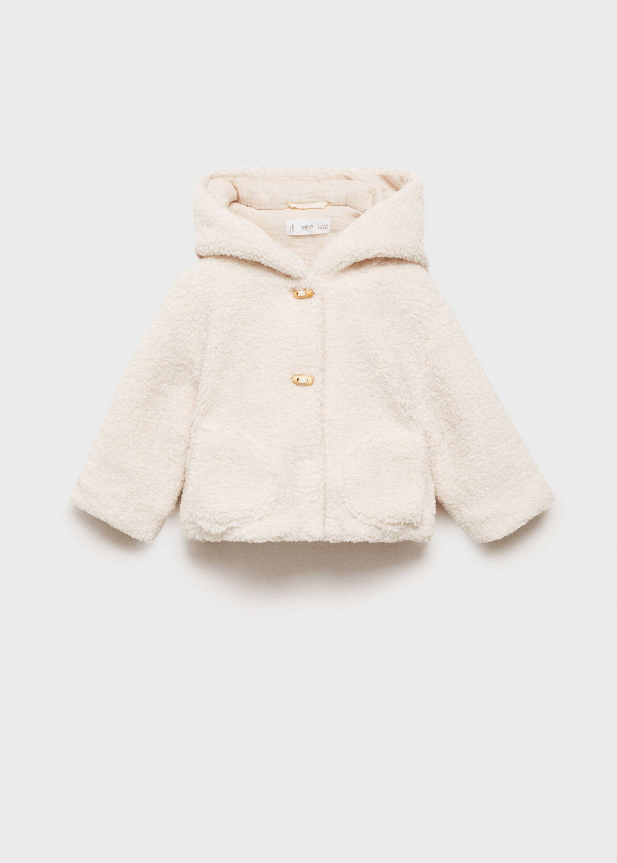 Shearling-effect hooded coat - Article without model