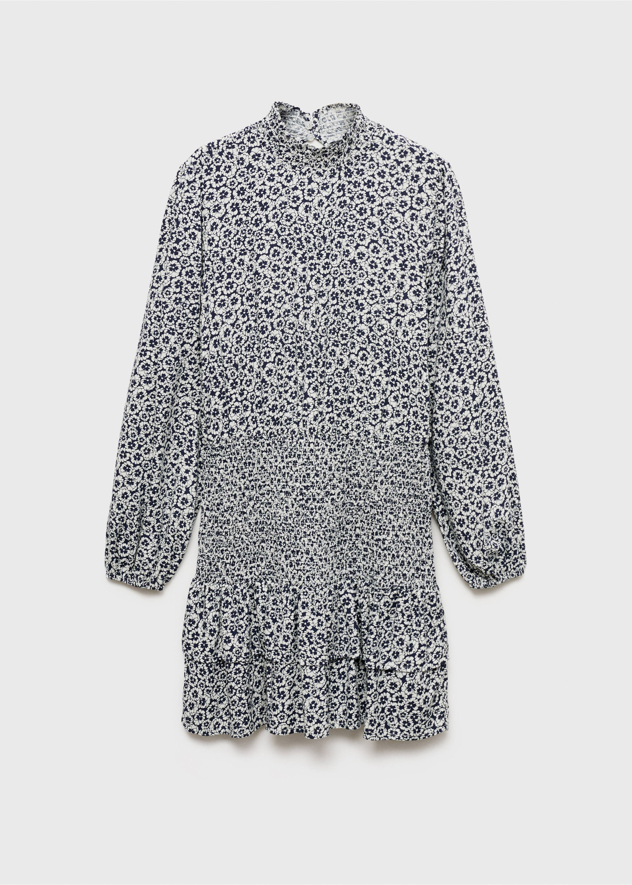Ruffled floral print dress - Article without model, Dark Navy. Ref: 77026741-00.