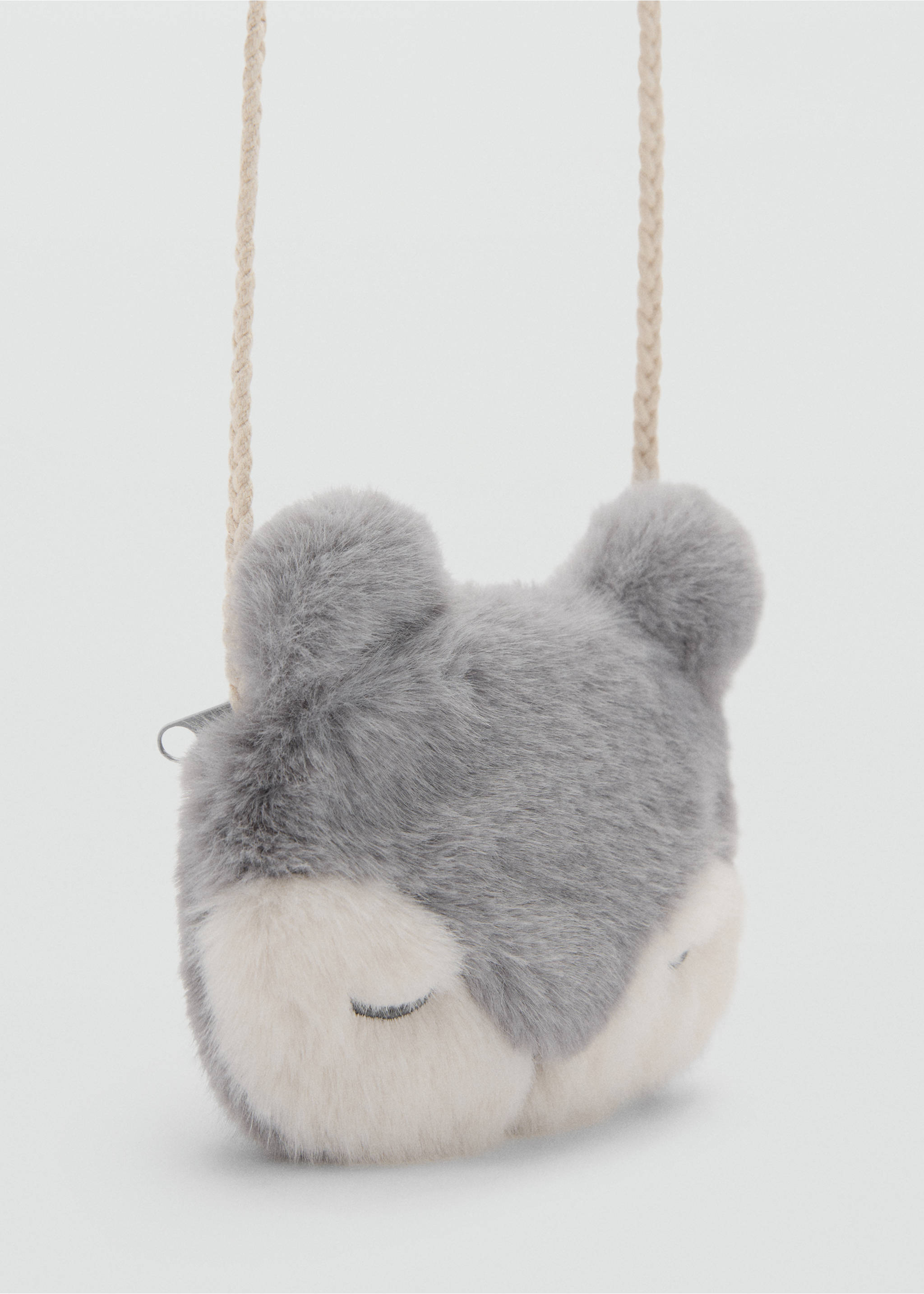 Fur-effect shoulder bag - Medium plane, Grey. Ref: 77026749-00.