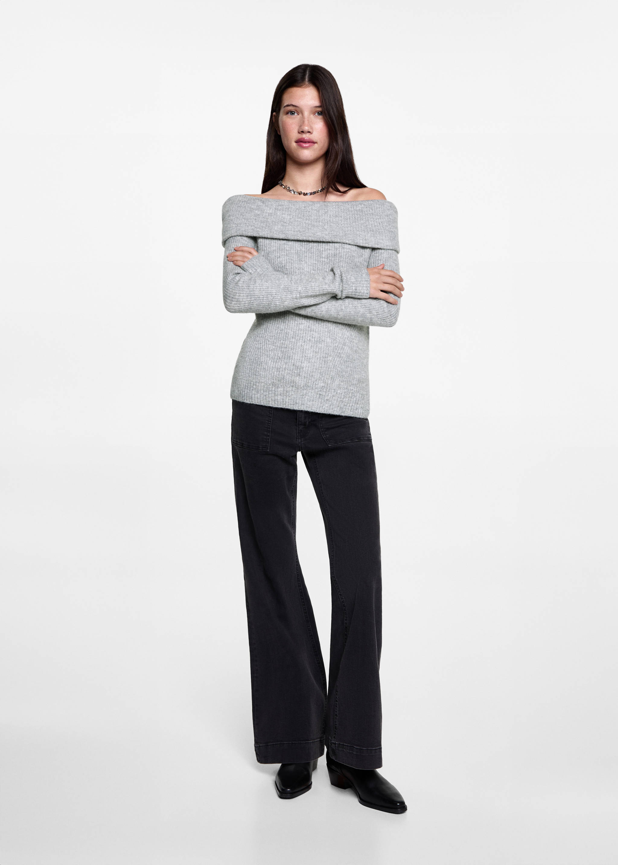 Stickade tröja bara axlar - Allmän bild