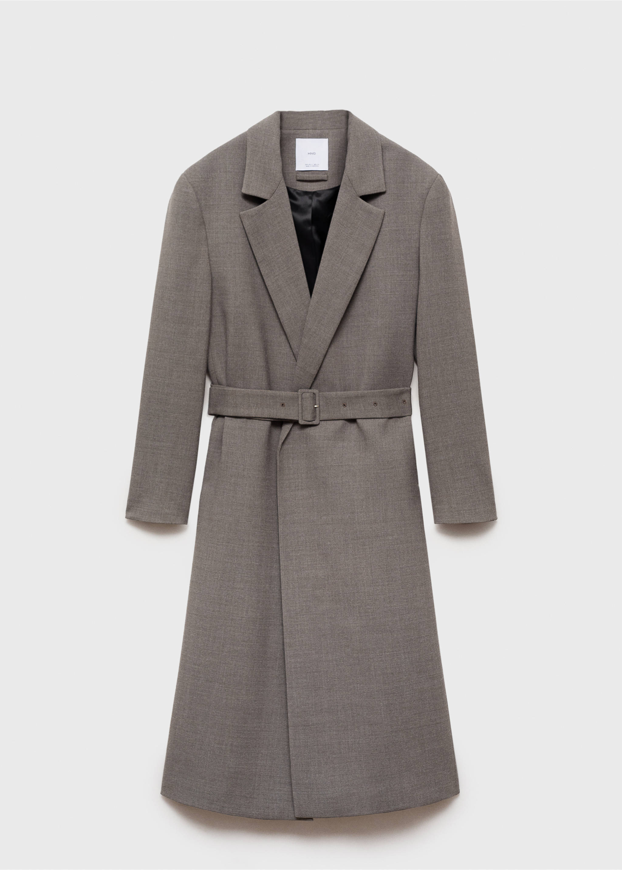 Double-breasted coat with belt - Article without model, Grey. Ref: 77026765-00.
