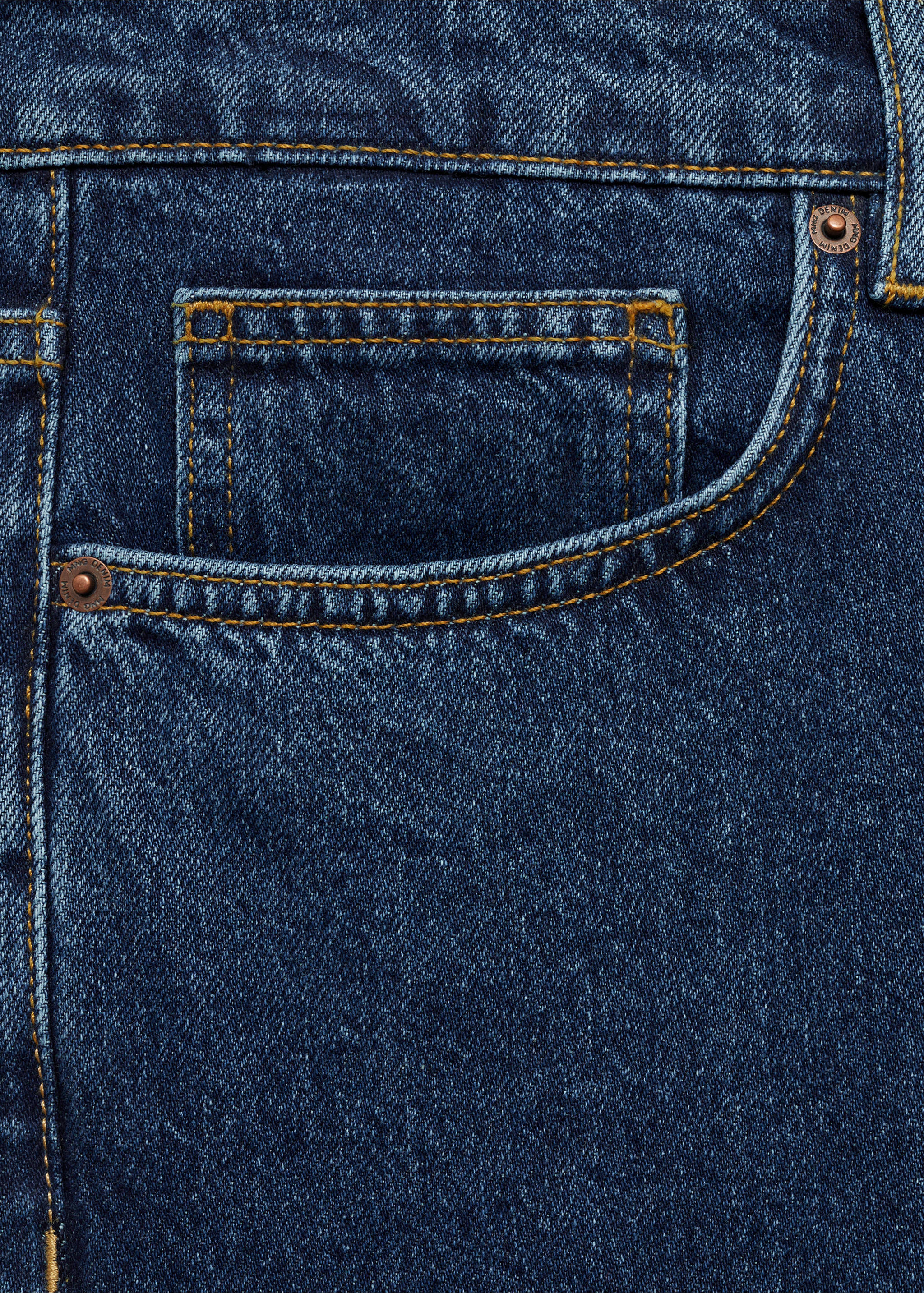 Tapered-fit jeans in dark wash - Details of the article 8, Dark Blue. Ref: 77026766-00.