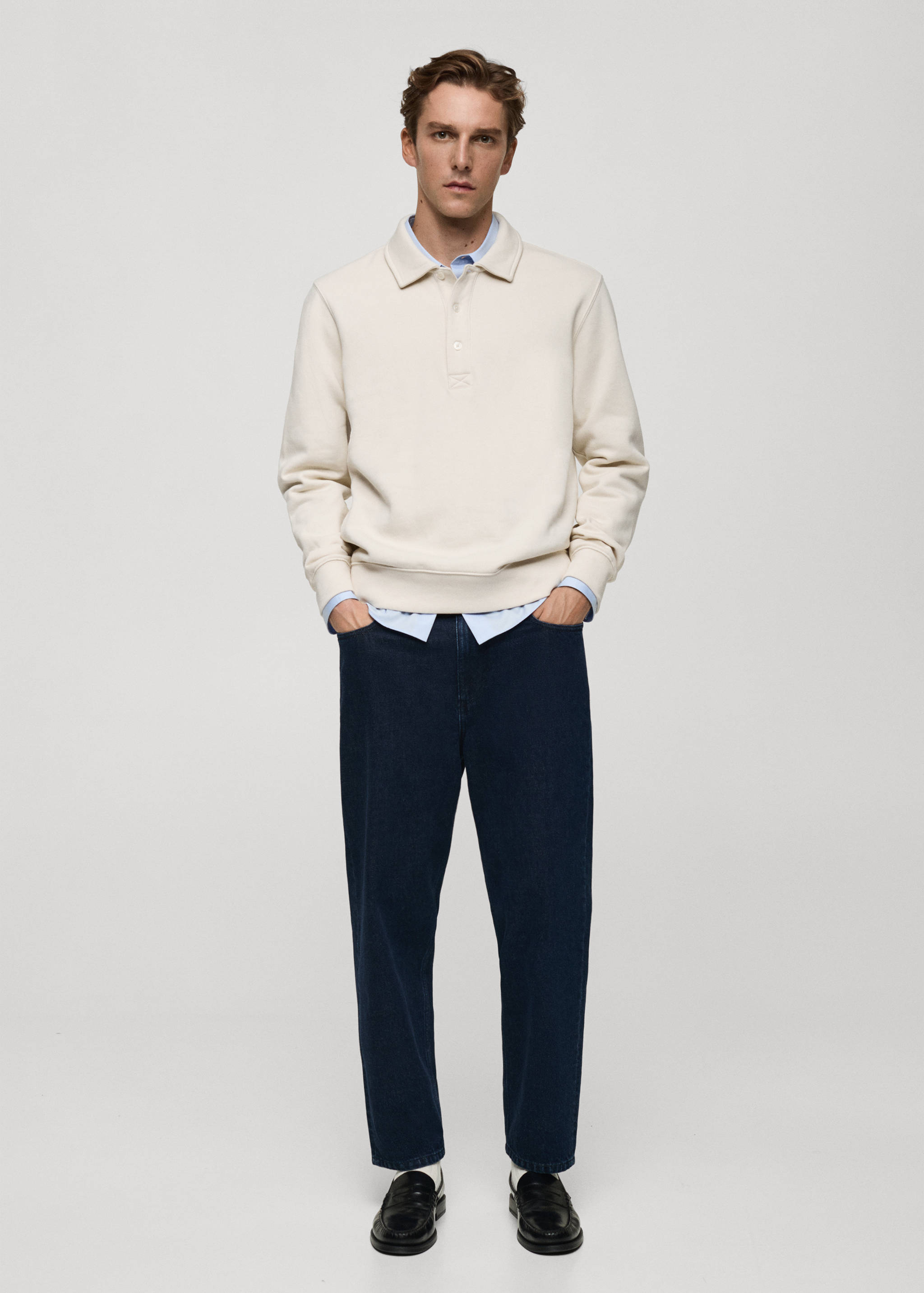 Cotton-blend polo sweatshirt - General plane
