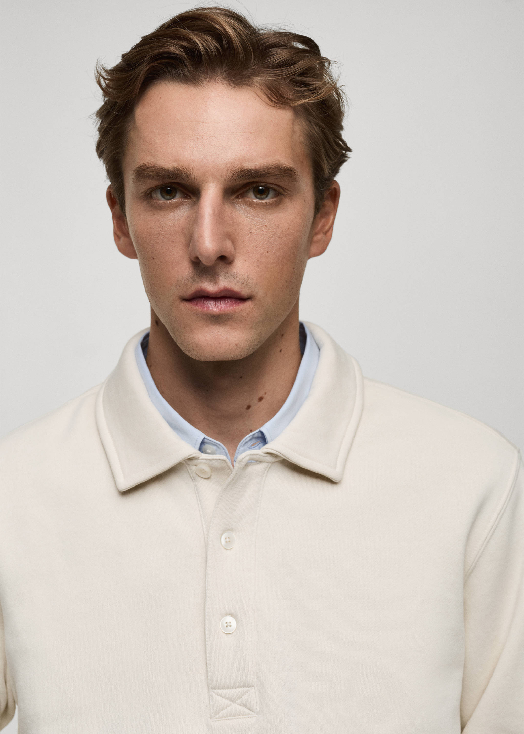 Cotton-blend polo sweatshirt - Details of the article 1