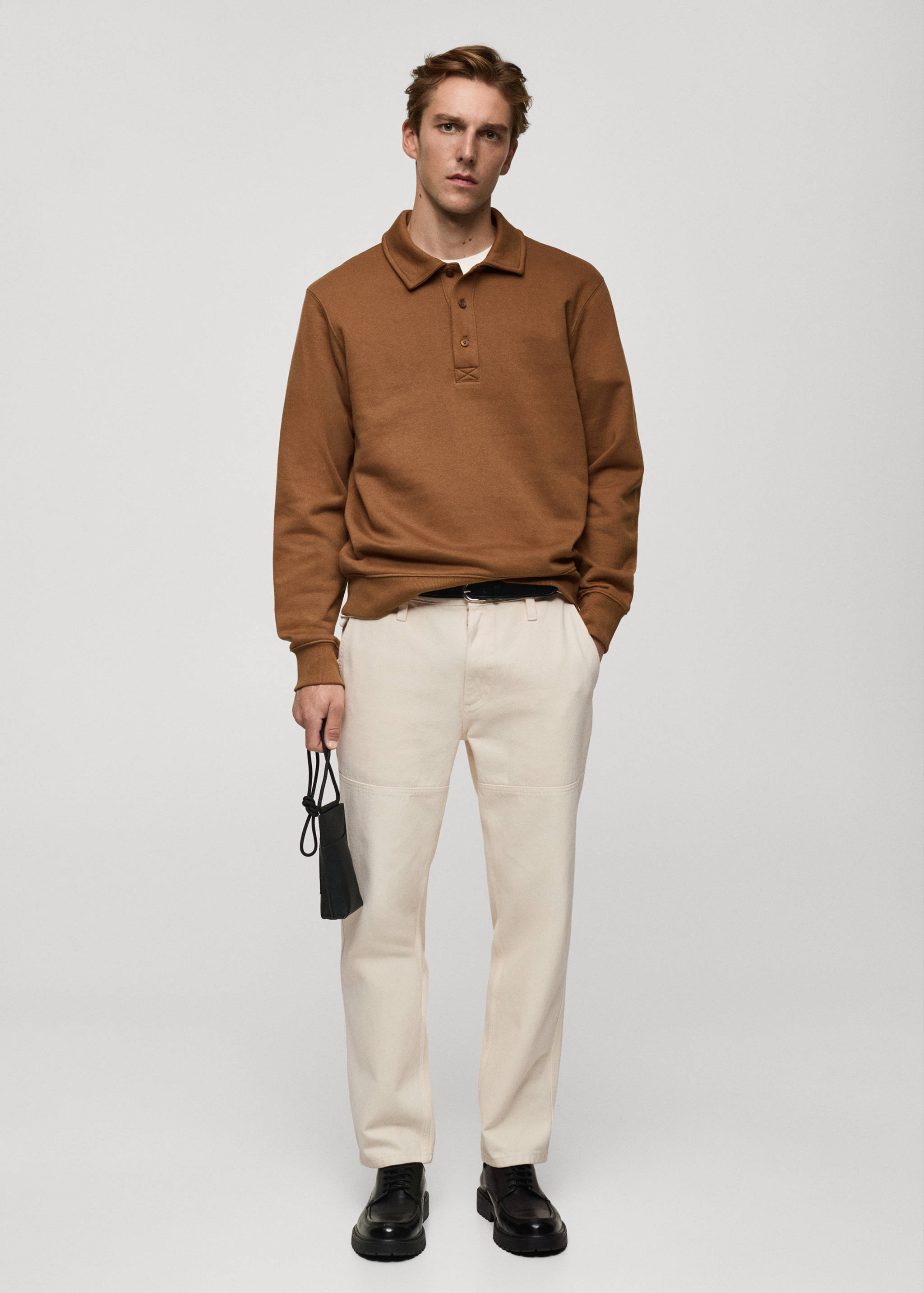 Cotton-blend polo sweatshirt - General plane