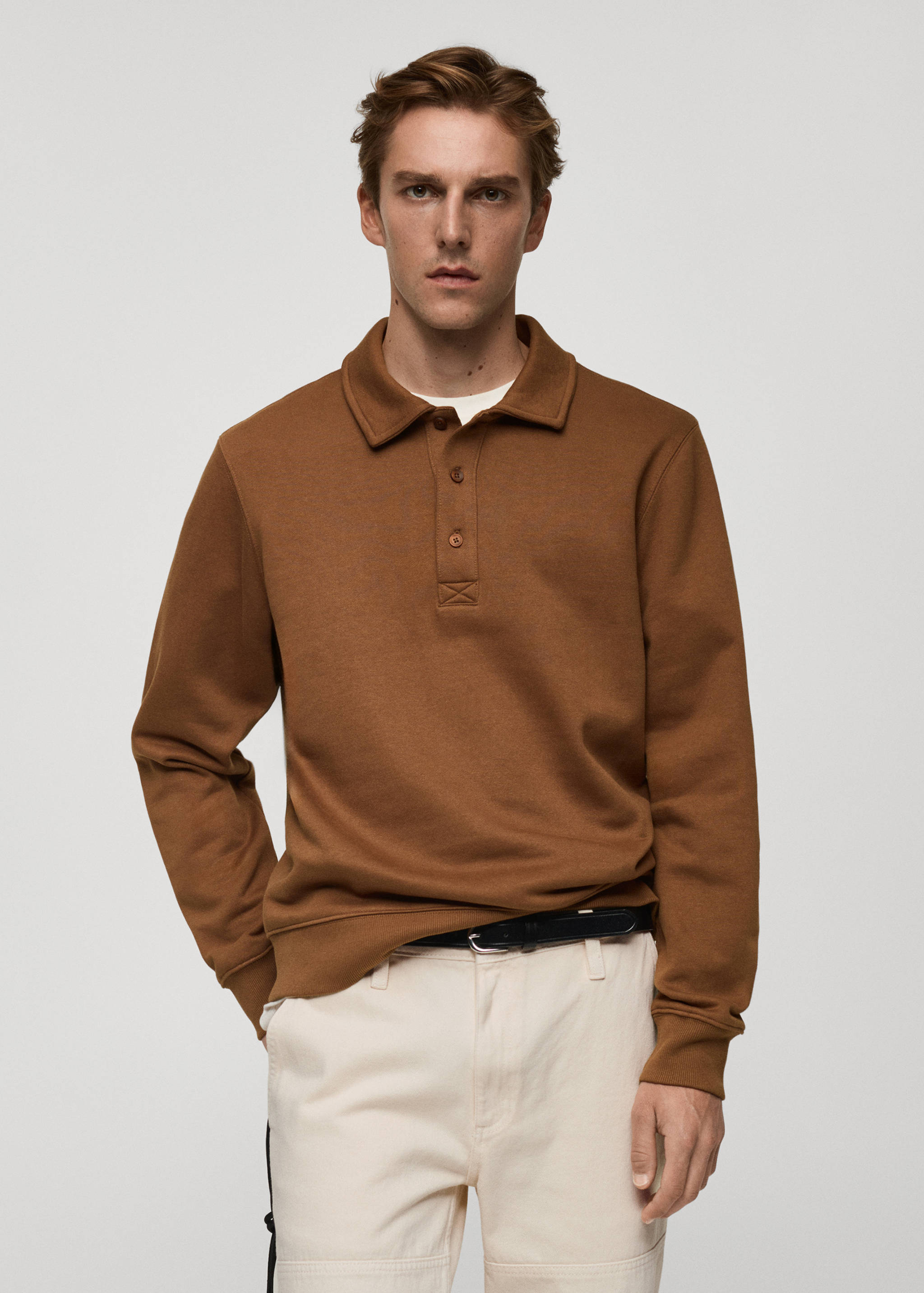 Cotton-blend polo sweatshirt - Medium plane