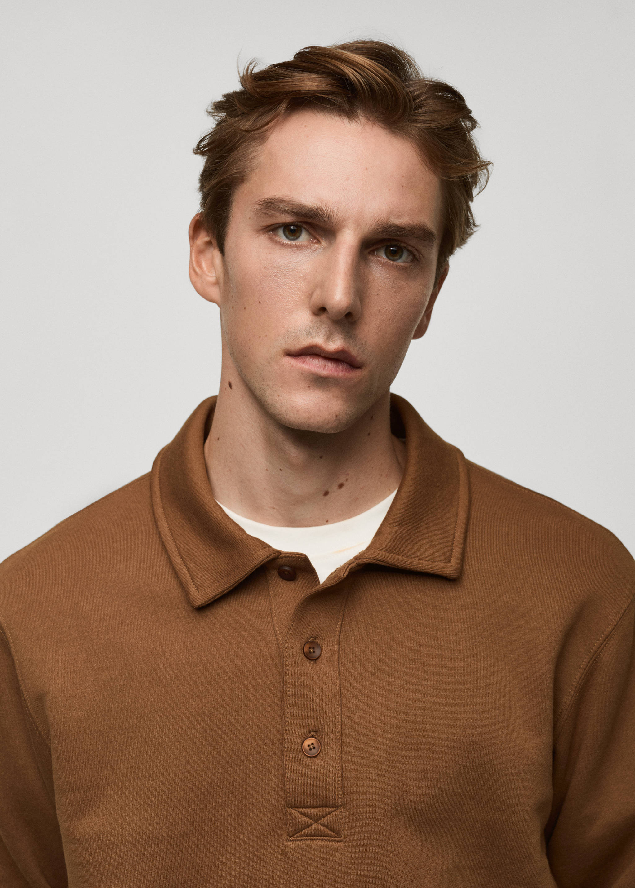 Cotton-blend polo sweatshirt - Details of the article 1