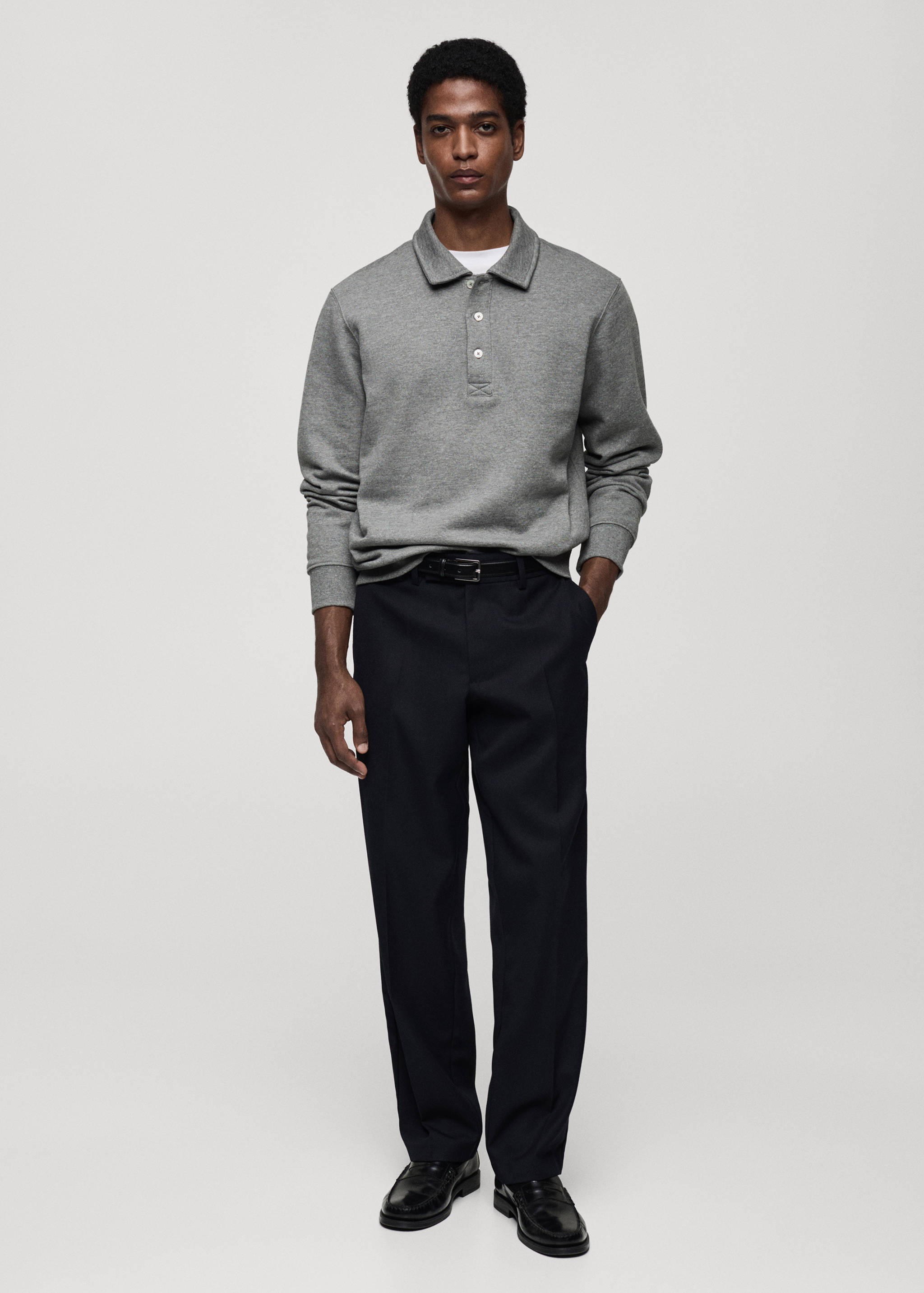 Cotton-blend polo sweatshirt - General plane