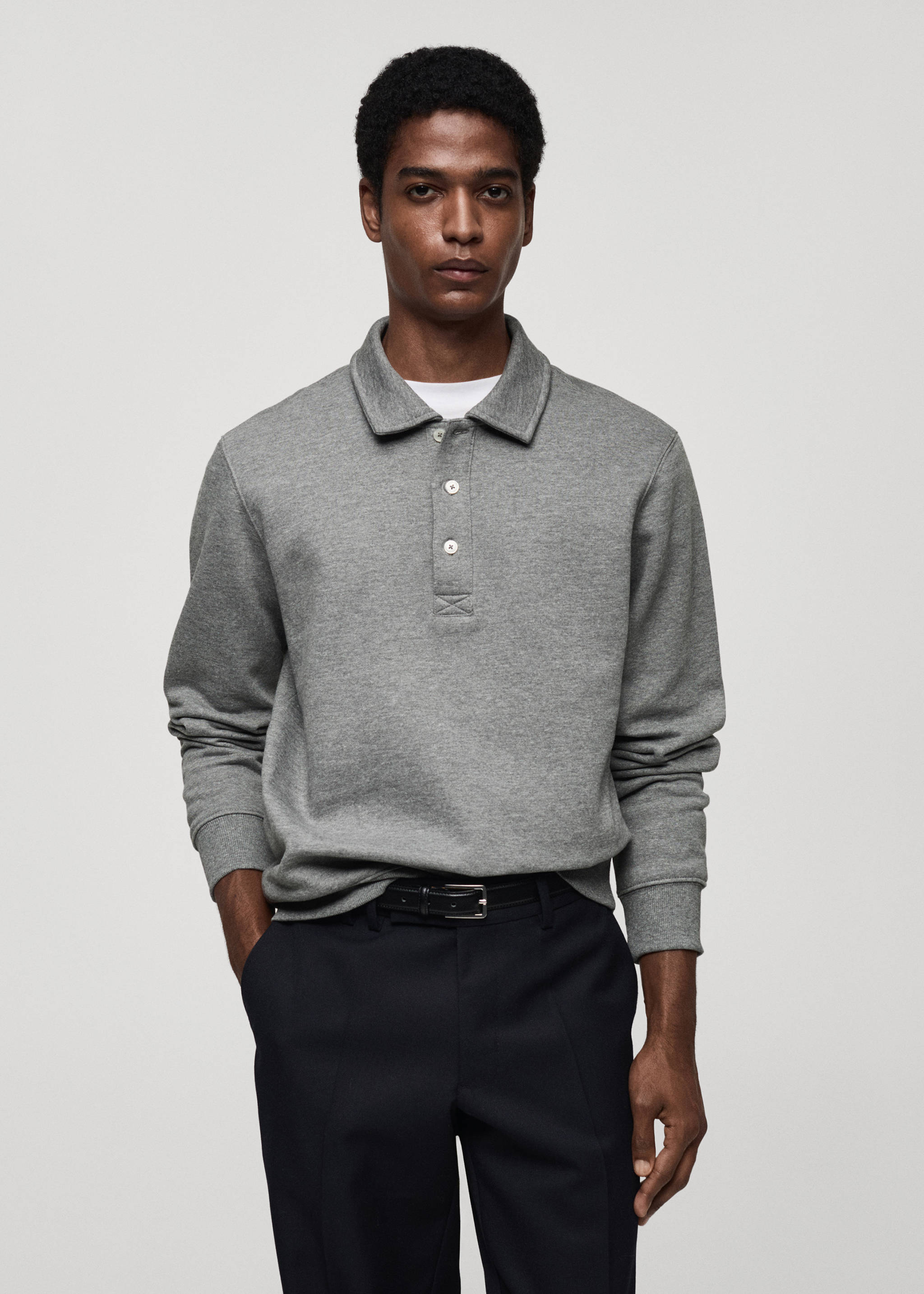 Cotton-blend polo sweatshirt - Medium plane